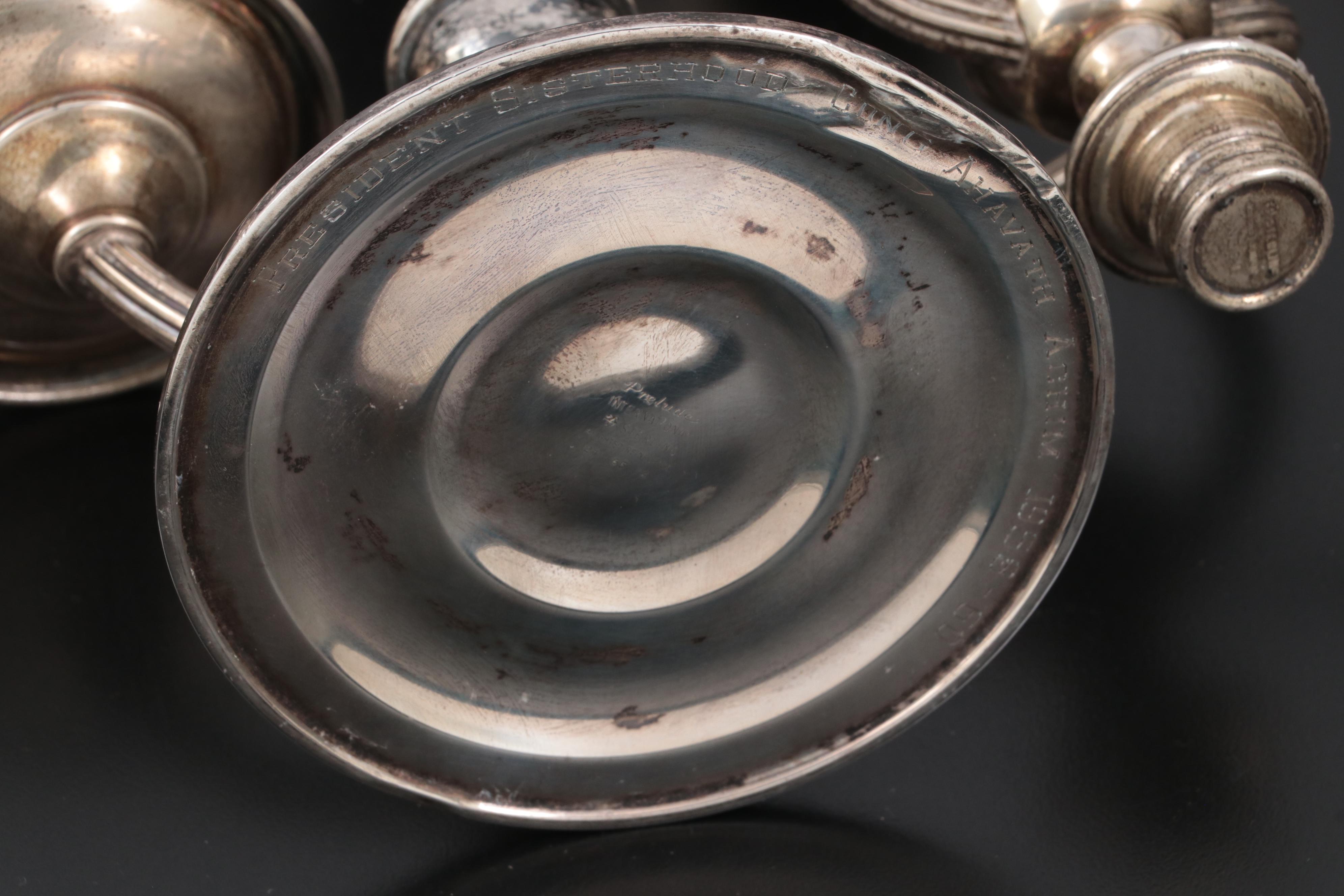 International Sterling Silver Candelabras with Columbia Sterling Silver Bowl