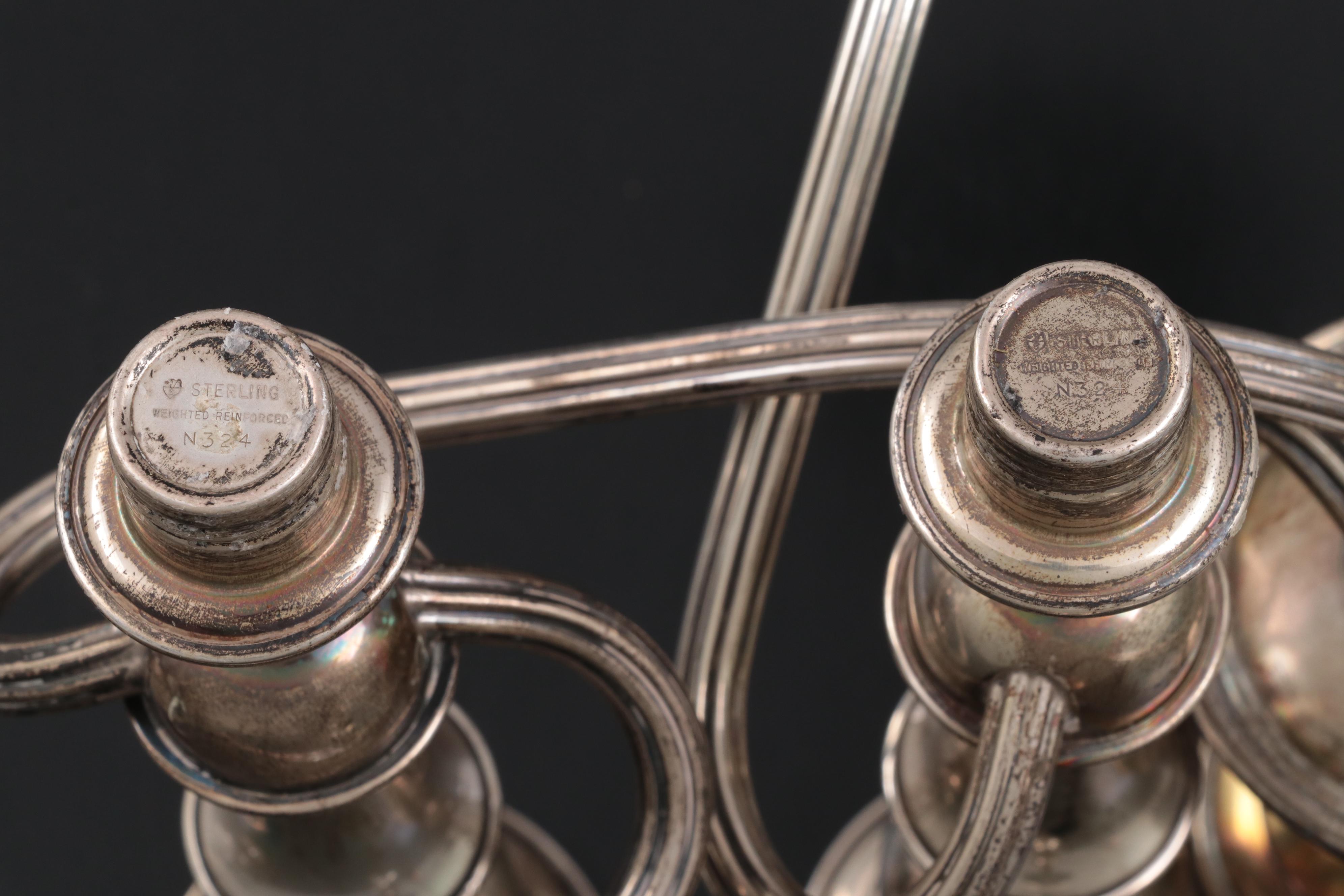 International Sterling Silver Candelabras with Columbia Sterling Silver Bowl