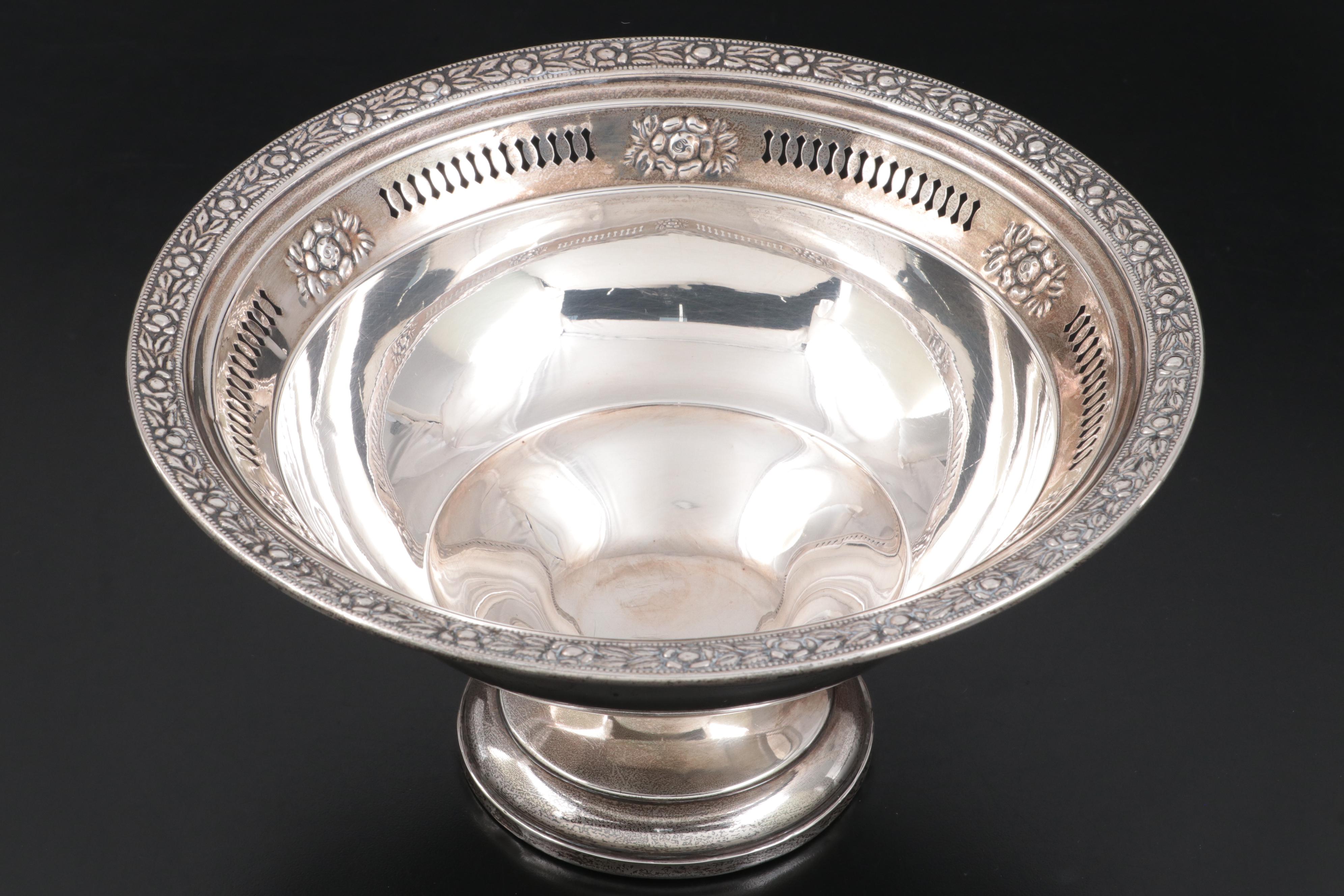 International Sterling Silver Candelabras with Columbia Sterling Silver Bowl