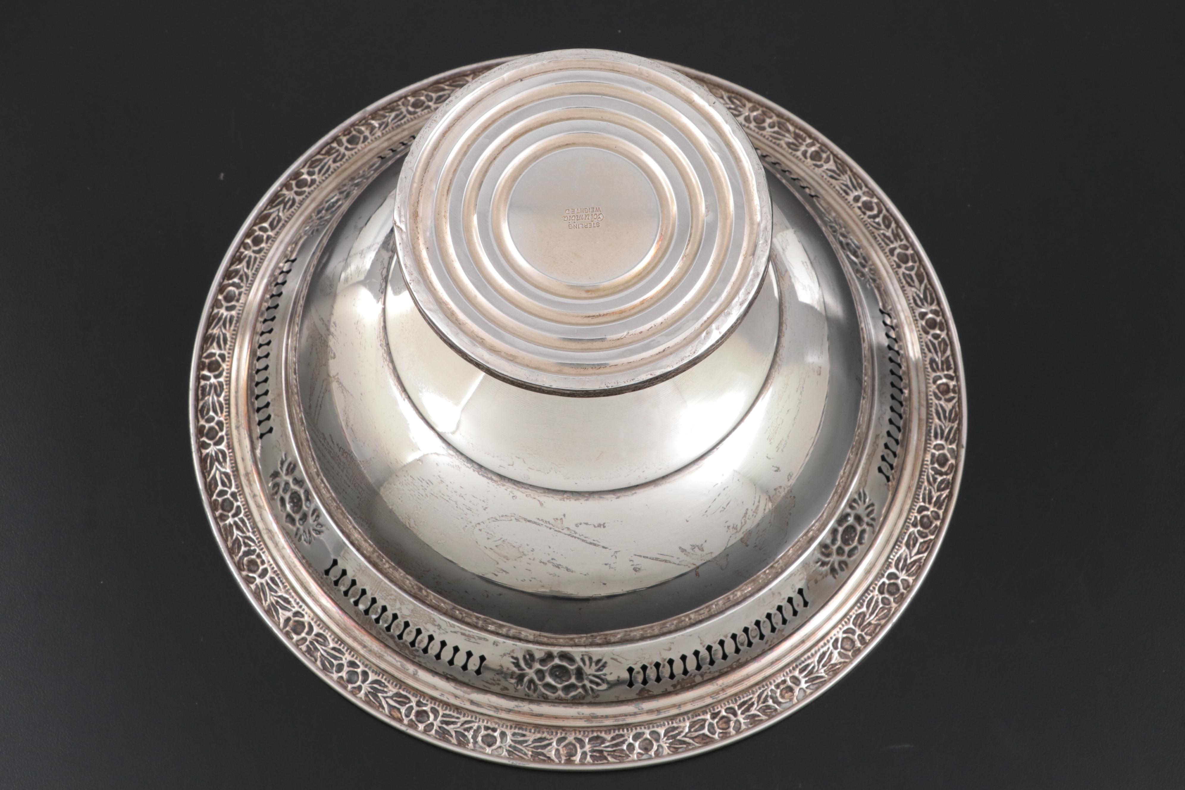 International Sterling Silver Candelabras with Columbia Sterling Silver Bowl