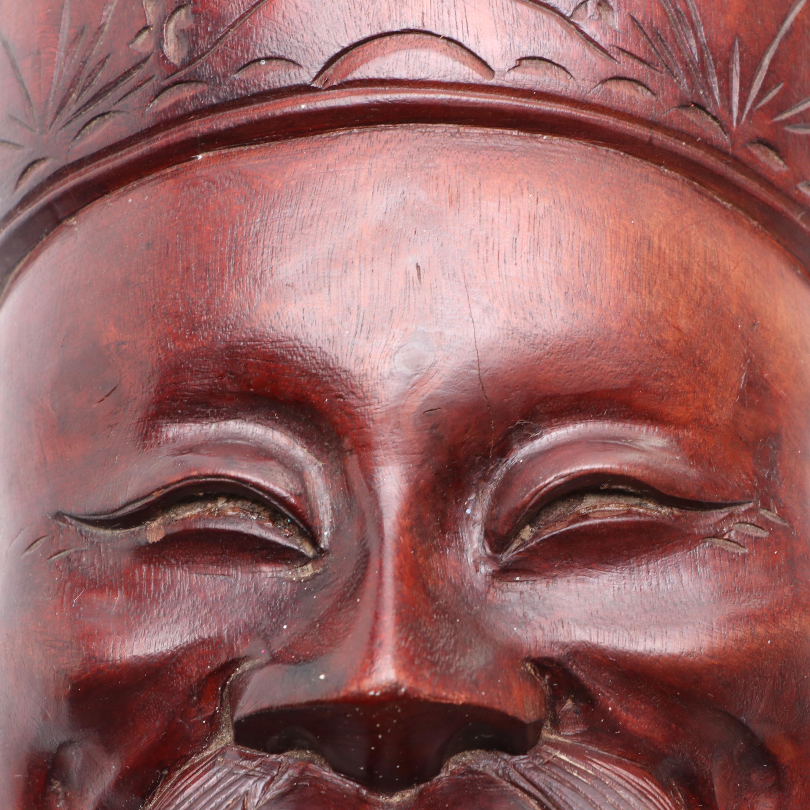 Japanese Hand Carved Hardwood Wall Masks EBTH