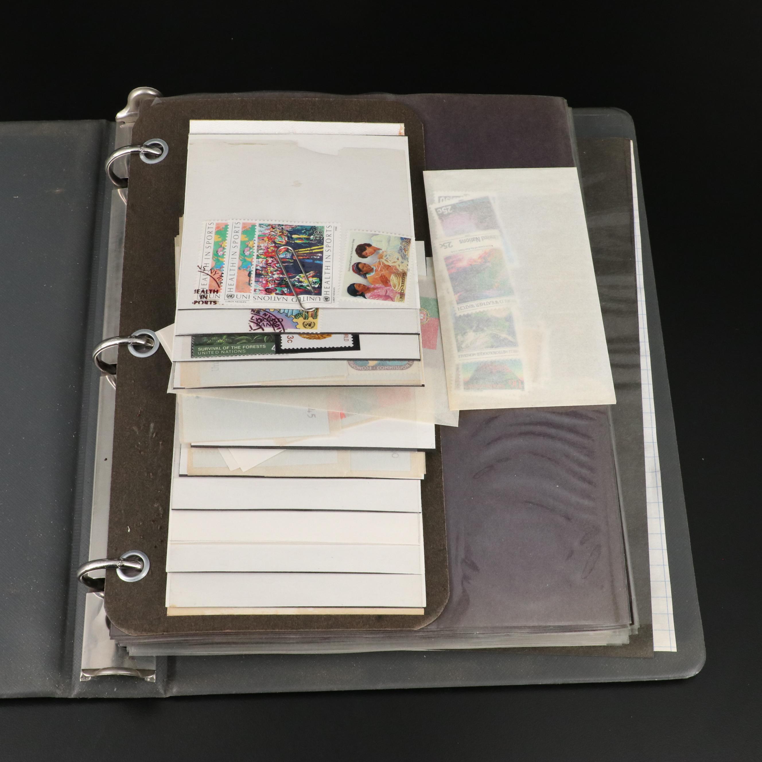 Stamp Album With Over 200 United Nations Stamps From Around the World