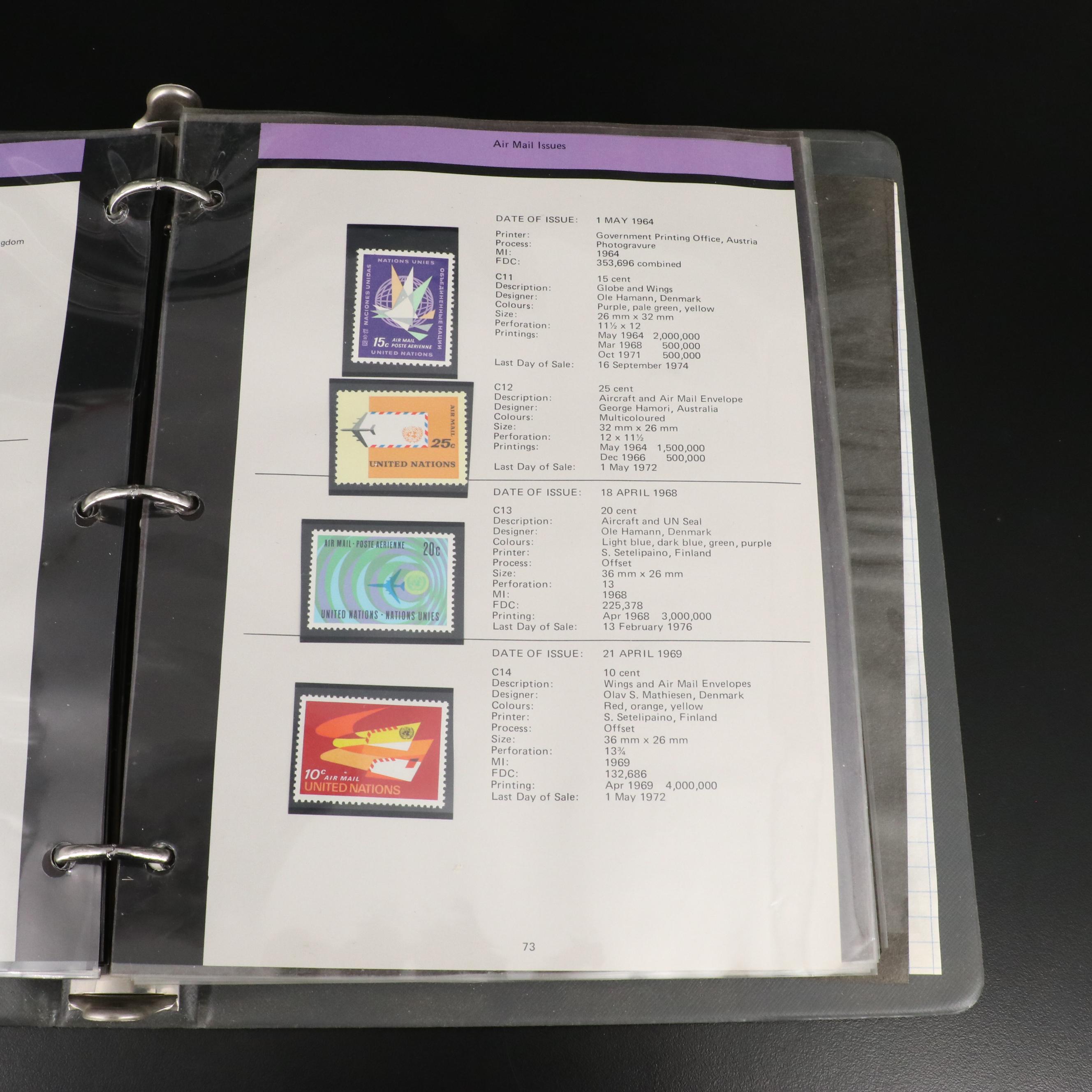 Stamp Album With Over 200 United Nations Stamps From Around the World