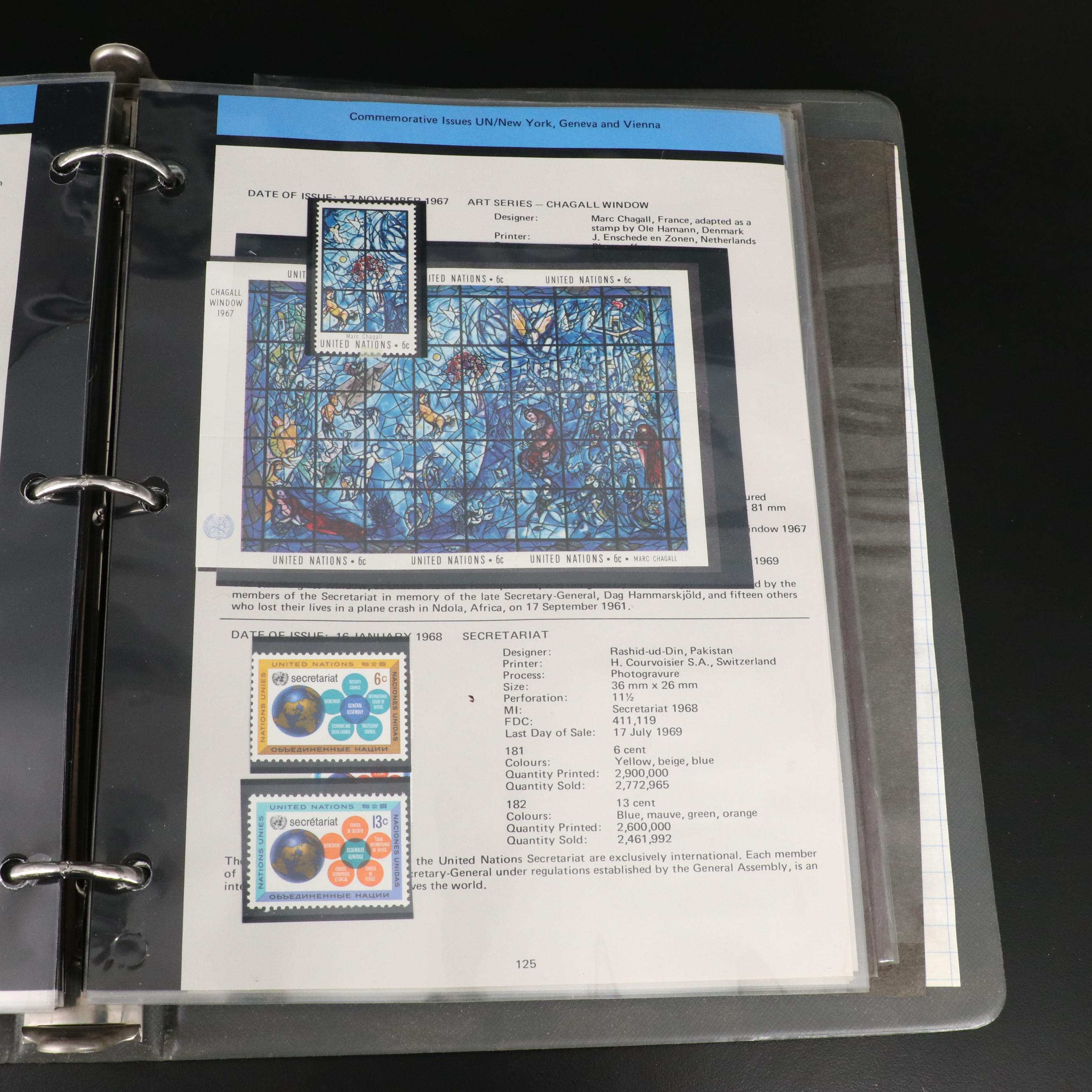 Stamp Album With Over 200 United Nations Stamps From Around the World