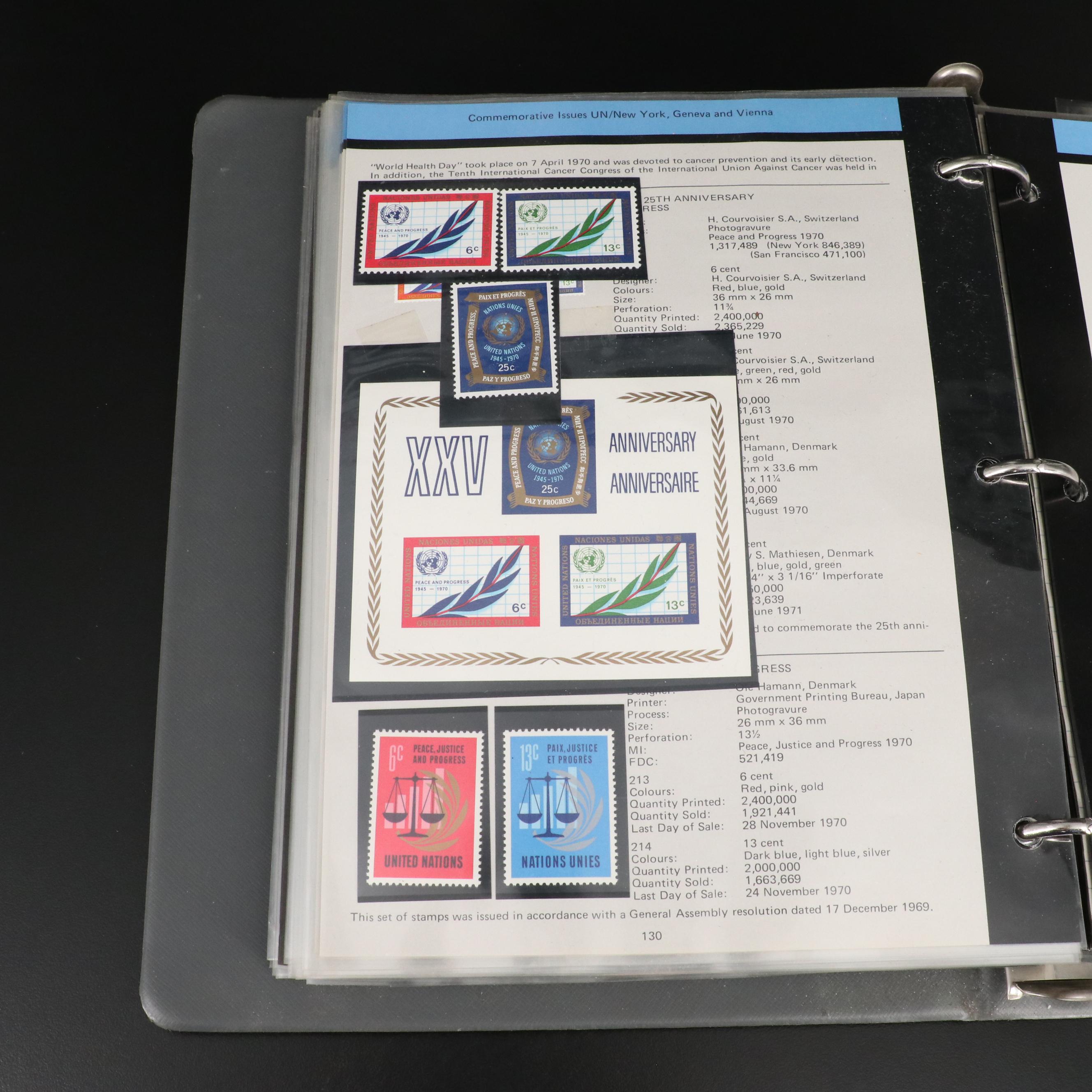 Stamp Album With Over 200 United Nations Stamps From Around the World