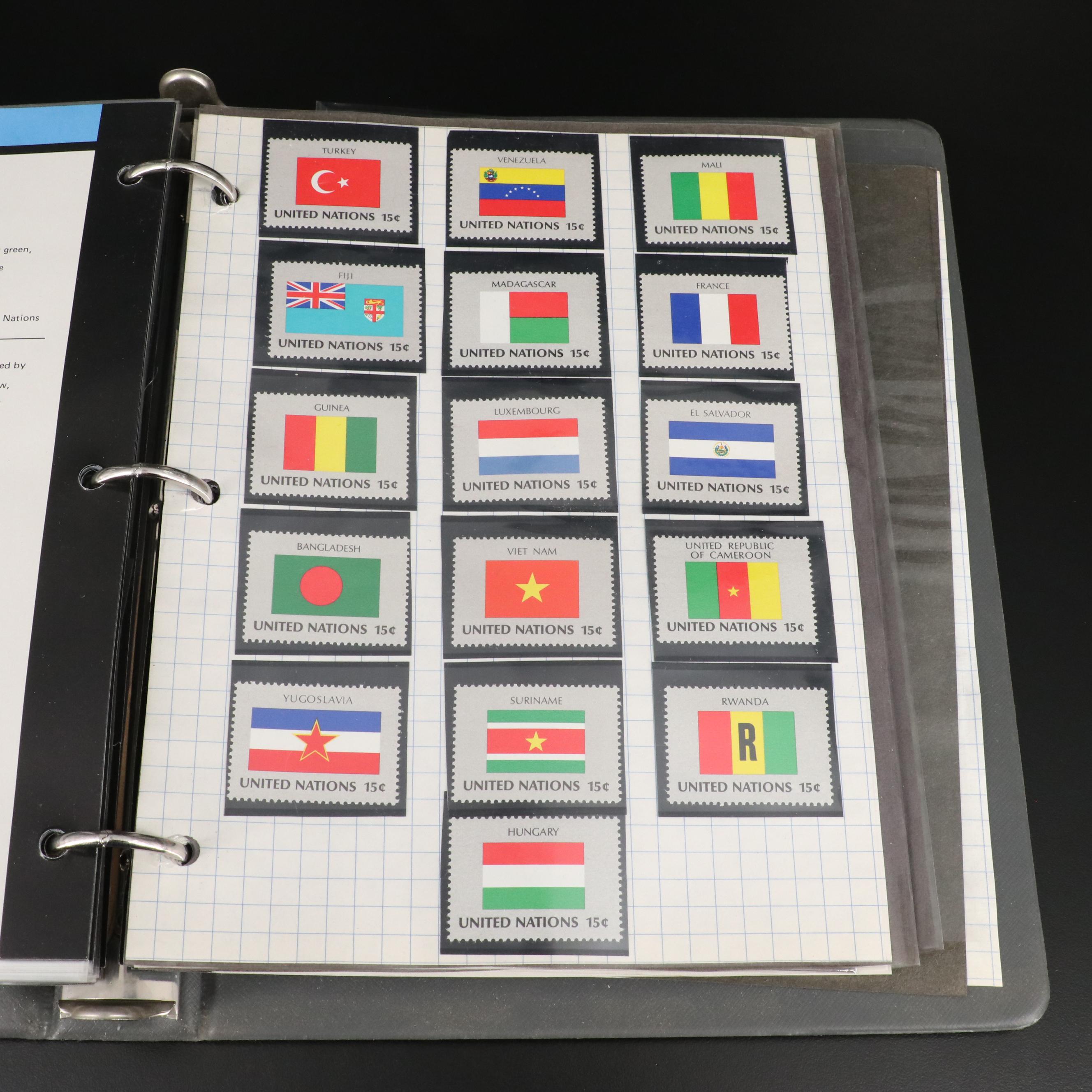 Stamp Album With Over 200 United Nations Stamps From Around the World