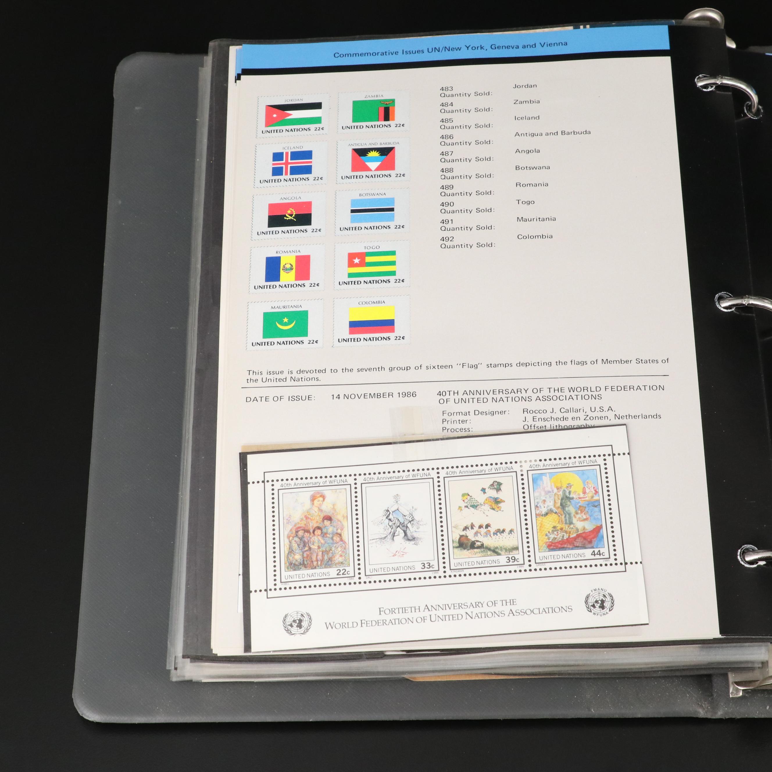 Stamp Album With Over 200 United Nations Stamps From Around the World