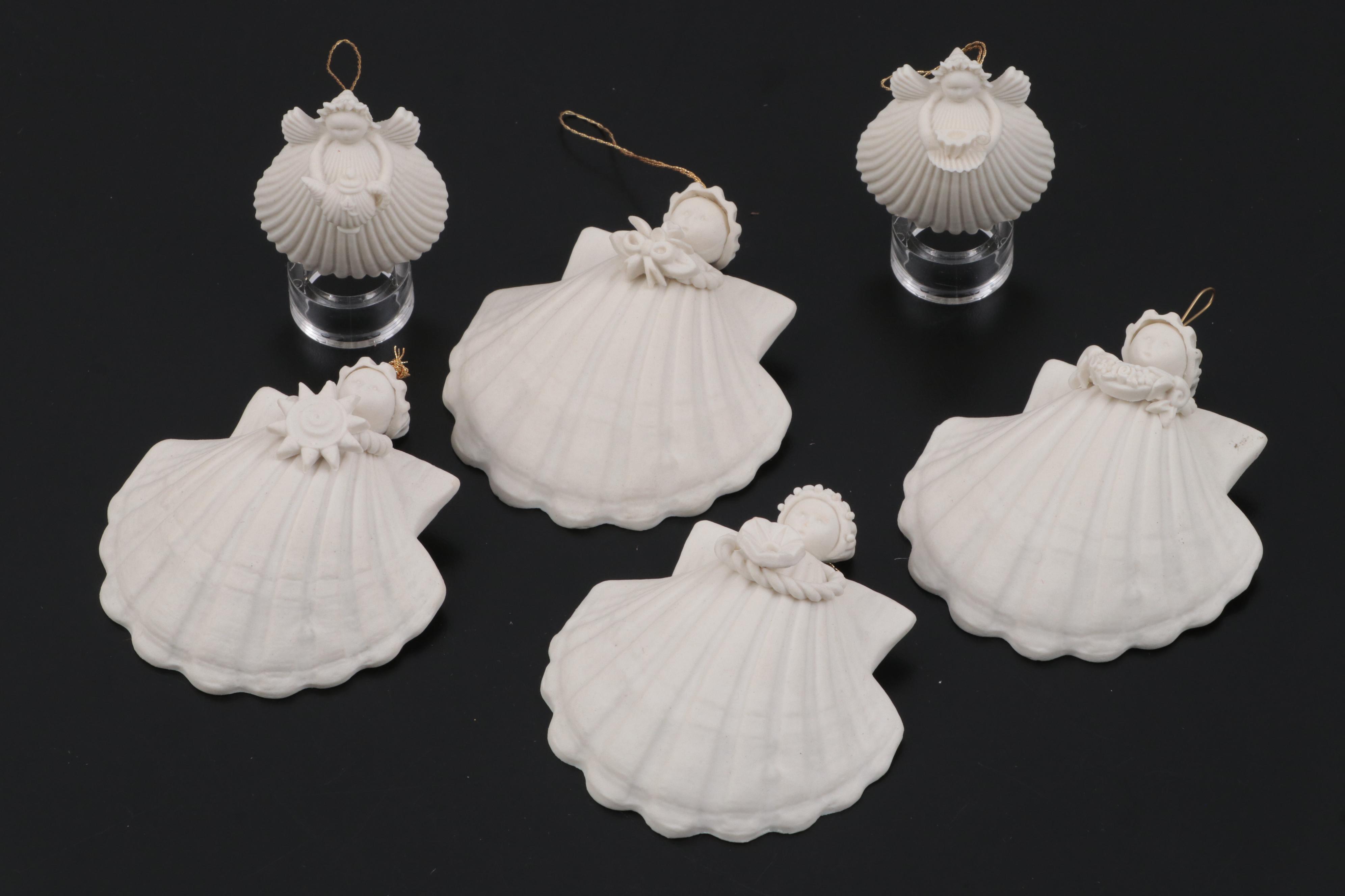 Margaret Furlong Porcelain Shell Angel Ornaments