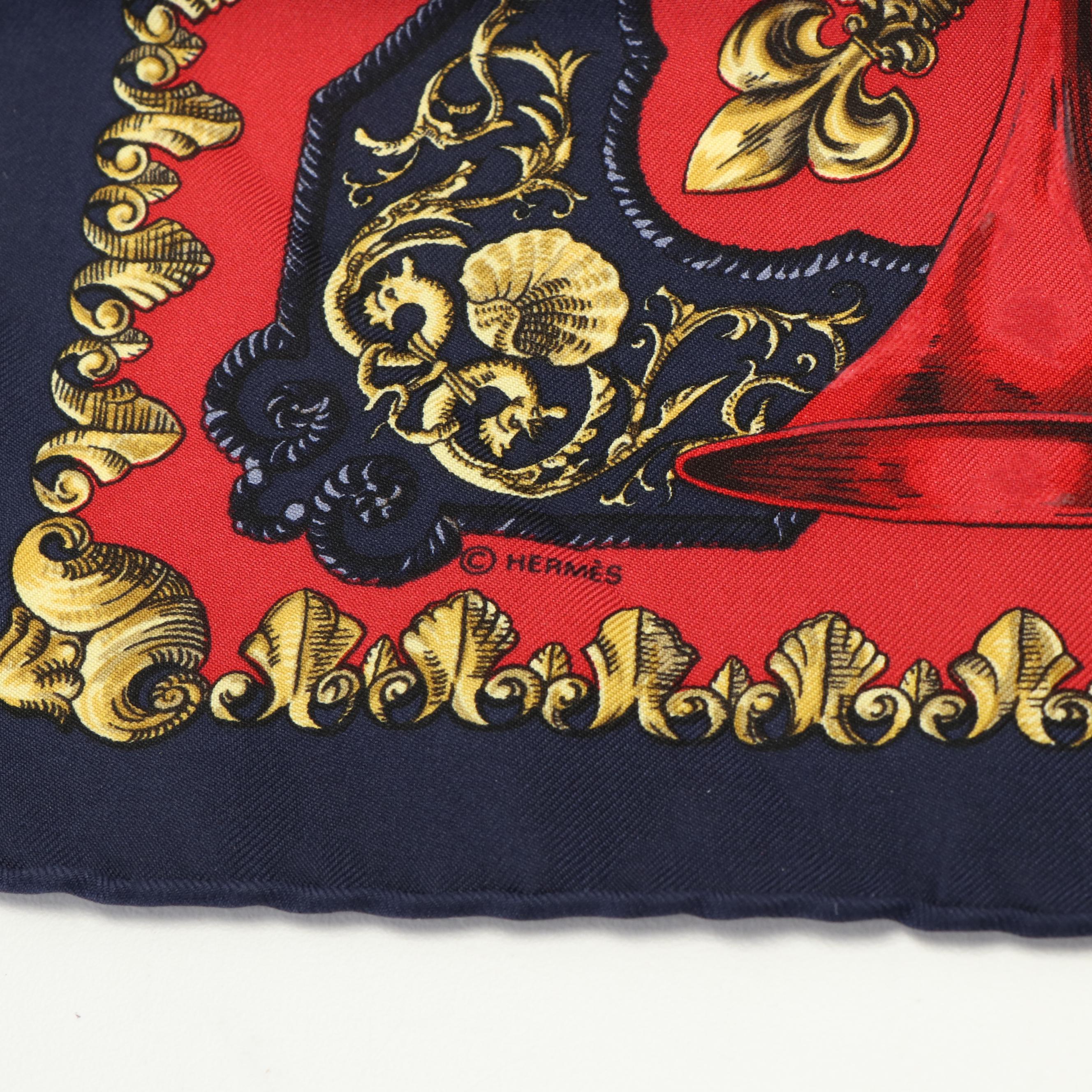 Hermès LVDOVICS MAGNVS  White Horse Louis XIV Carre 40 Silk Scarf