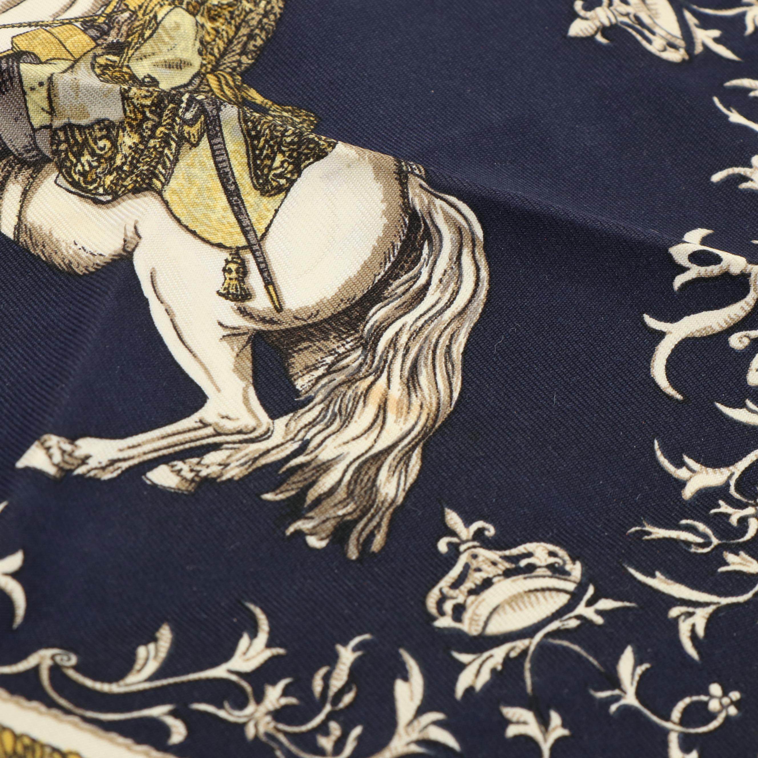 Hermès LVDOVICS MAGNVS  White Horse Louis XIV Carre 40 Silk Scarf