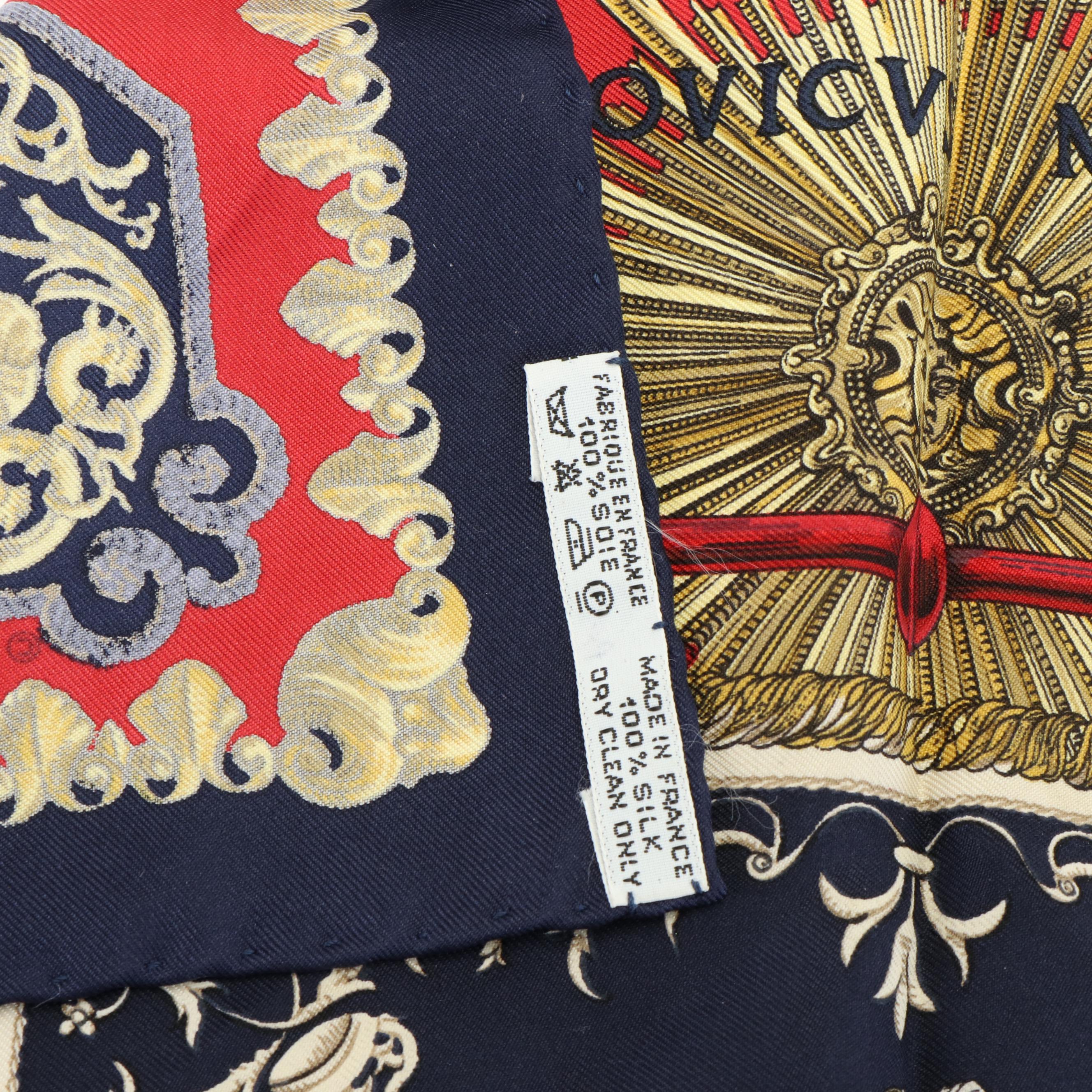 Hermès LVDOVICS MAGNVS  White Horse Louis XIV Carre 40 Silk Scarf