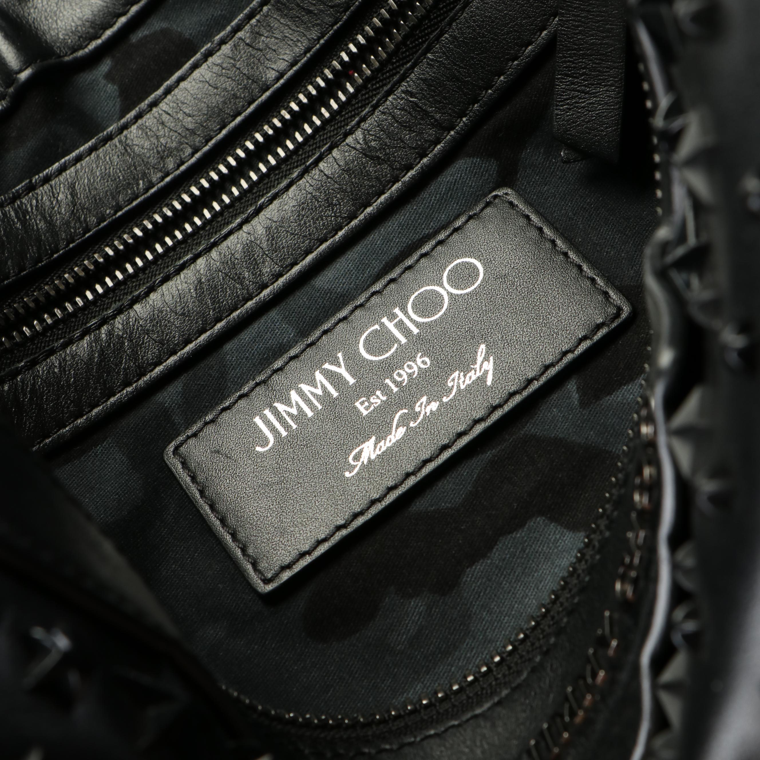 Jimmy Choo Clutch Bag with Star Studs in Black Leather