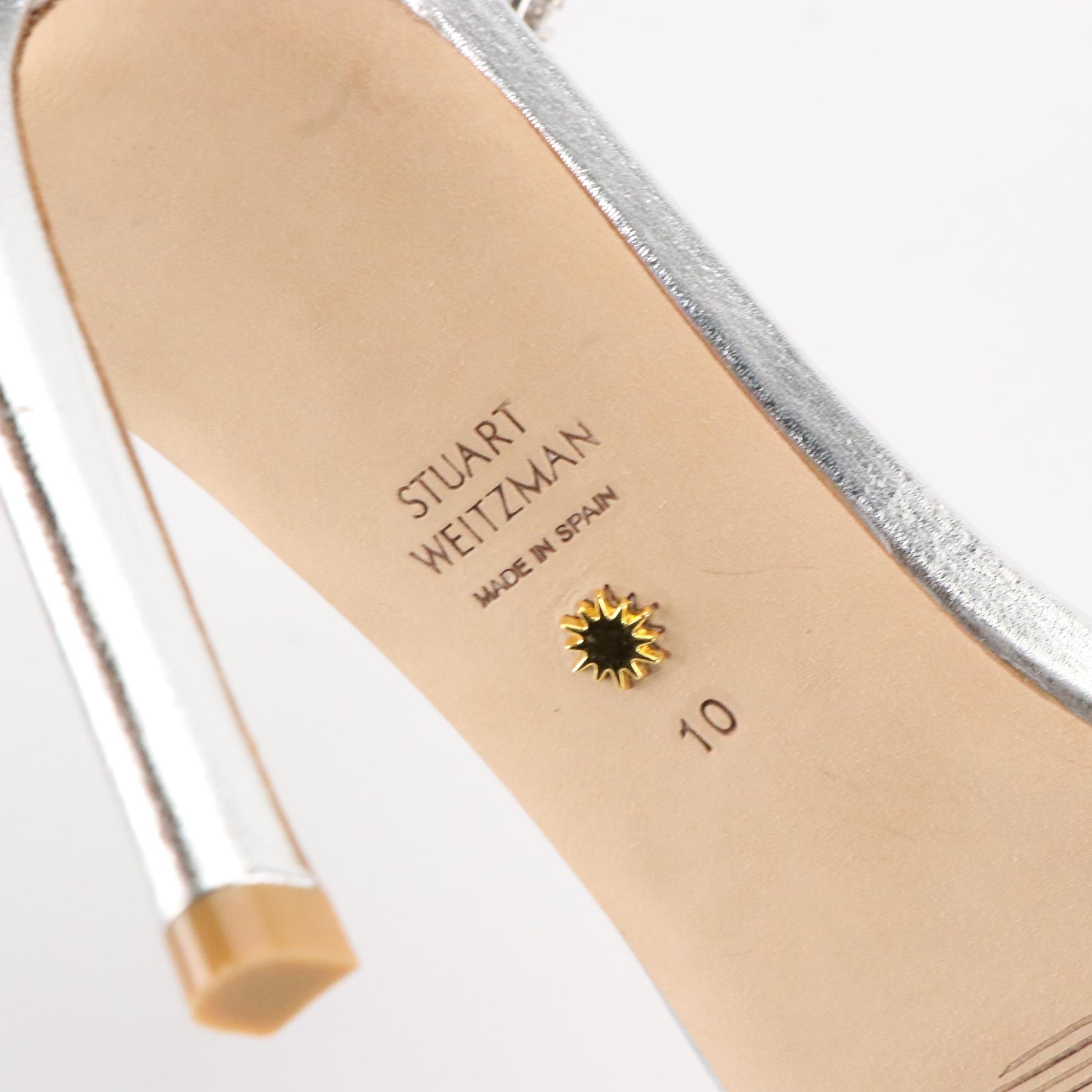 Stuart Weitzman Black and Embellished Silver High Heeled Sandals, New in Box