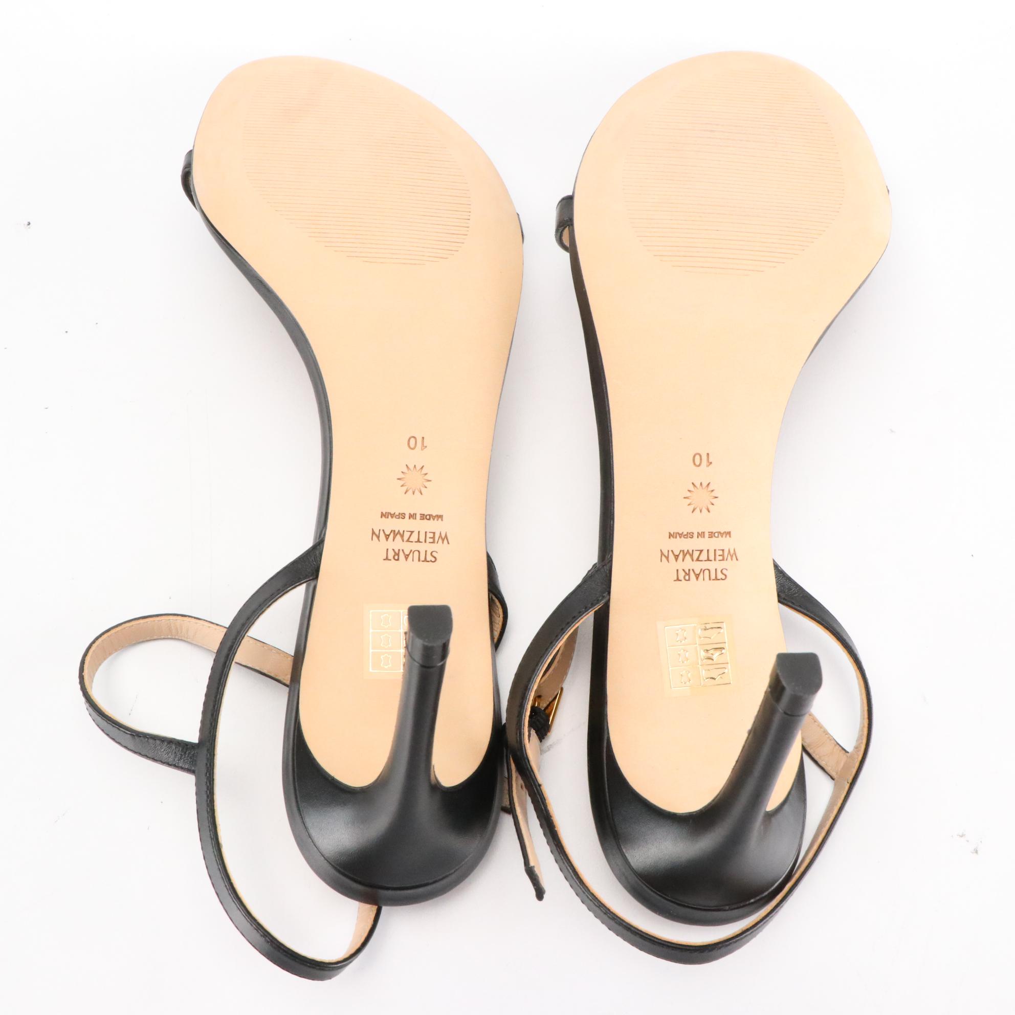 Stuart Weitzman Black and Embellished Silver High Heeled Sandals, New in Box