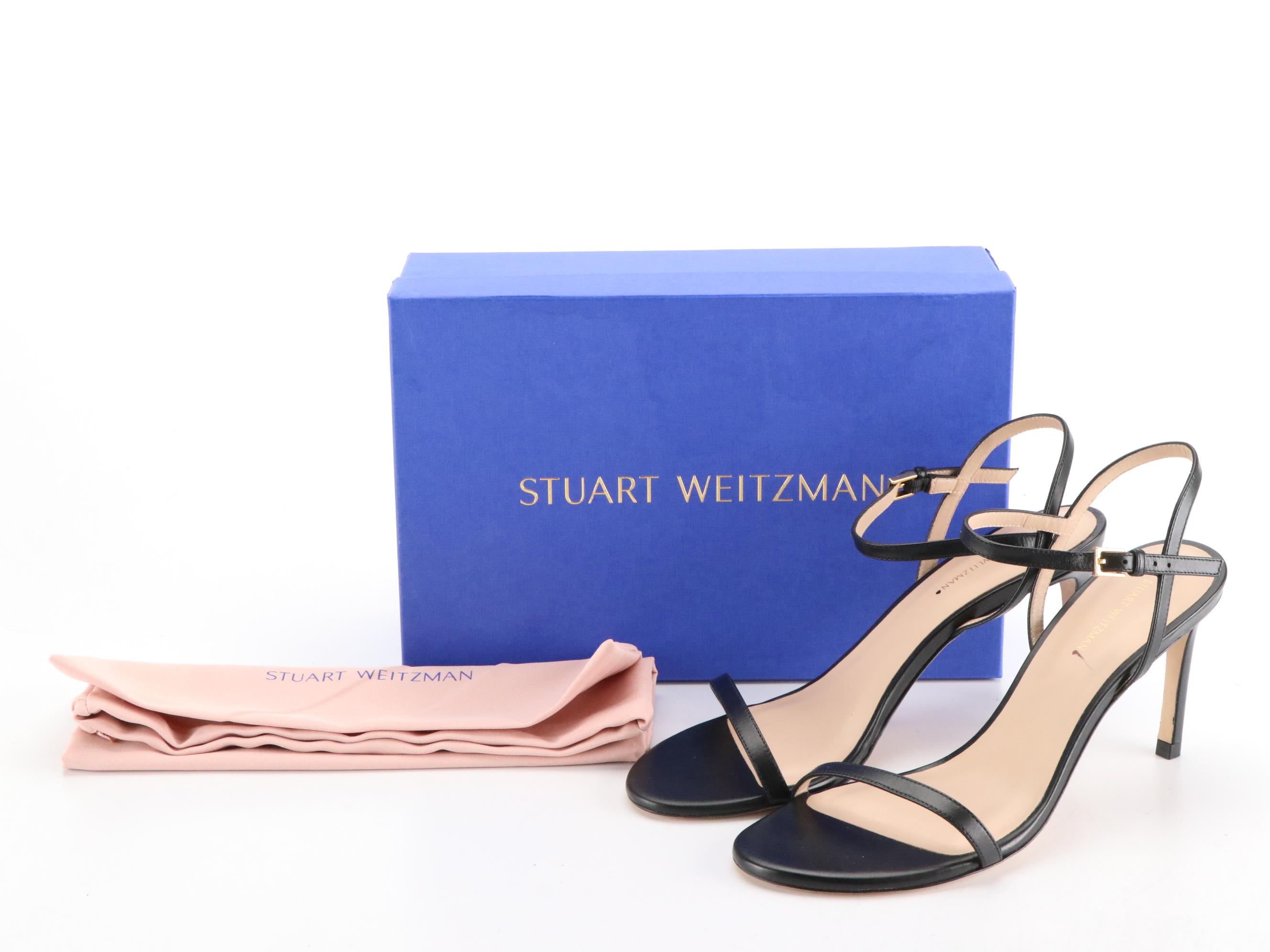 Stuart Weitzman Black and Embellished Silver High Heeled Sandals, New in Box