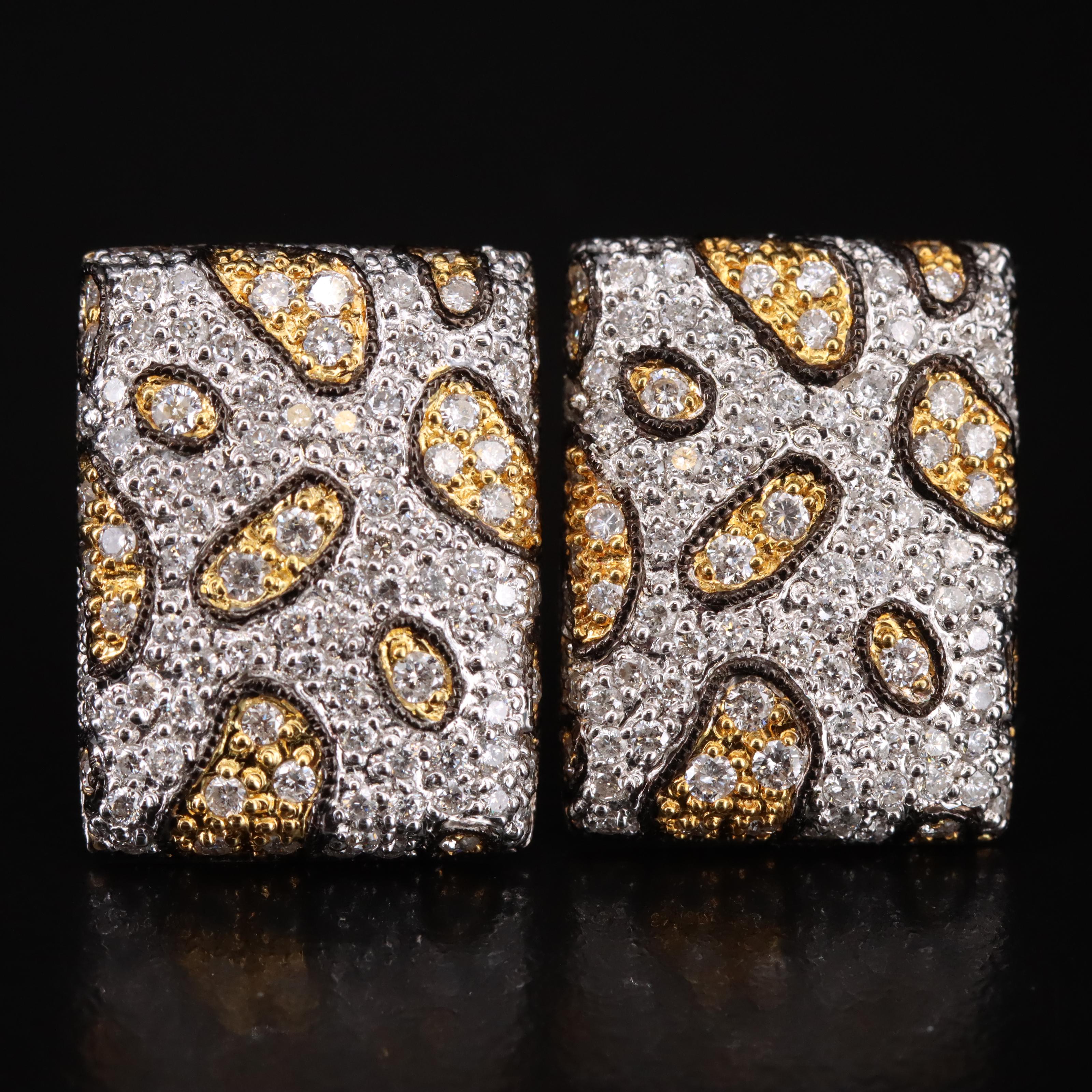 14K 1.47 CTW Pavé Diamond Leopard Print Earrings
