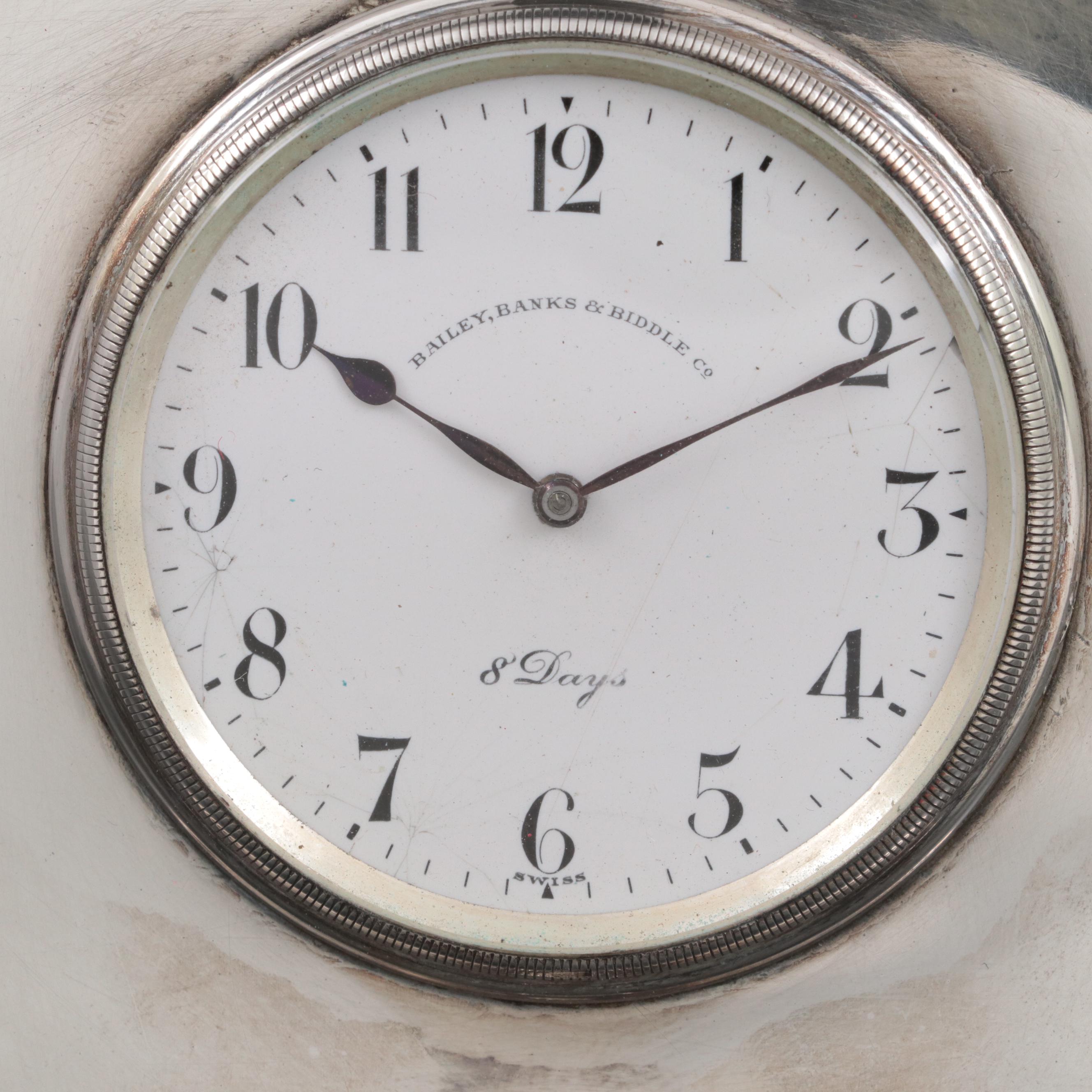 Bailey, Banks & Biddle Sterling Silver Travel Clock