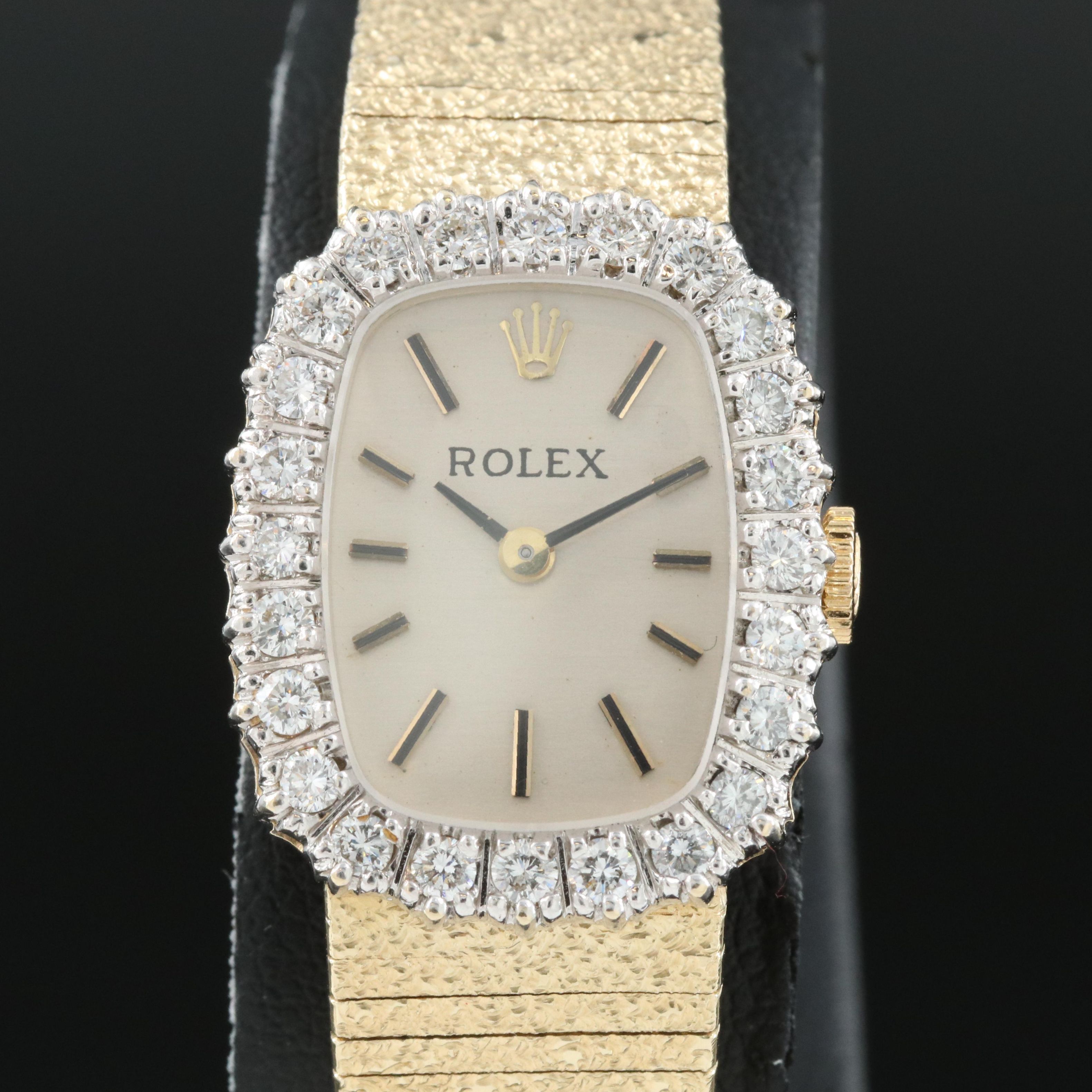 14K and Diamond Rolex Manual-Wind Watch