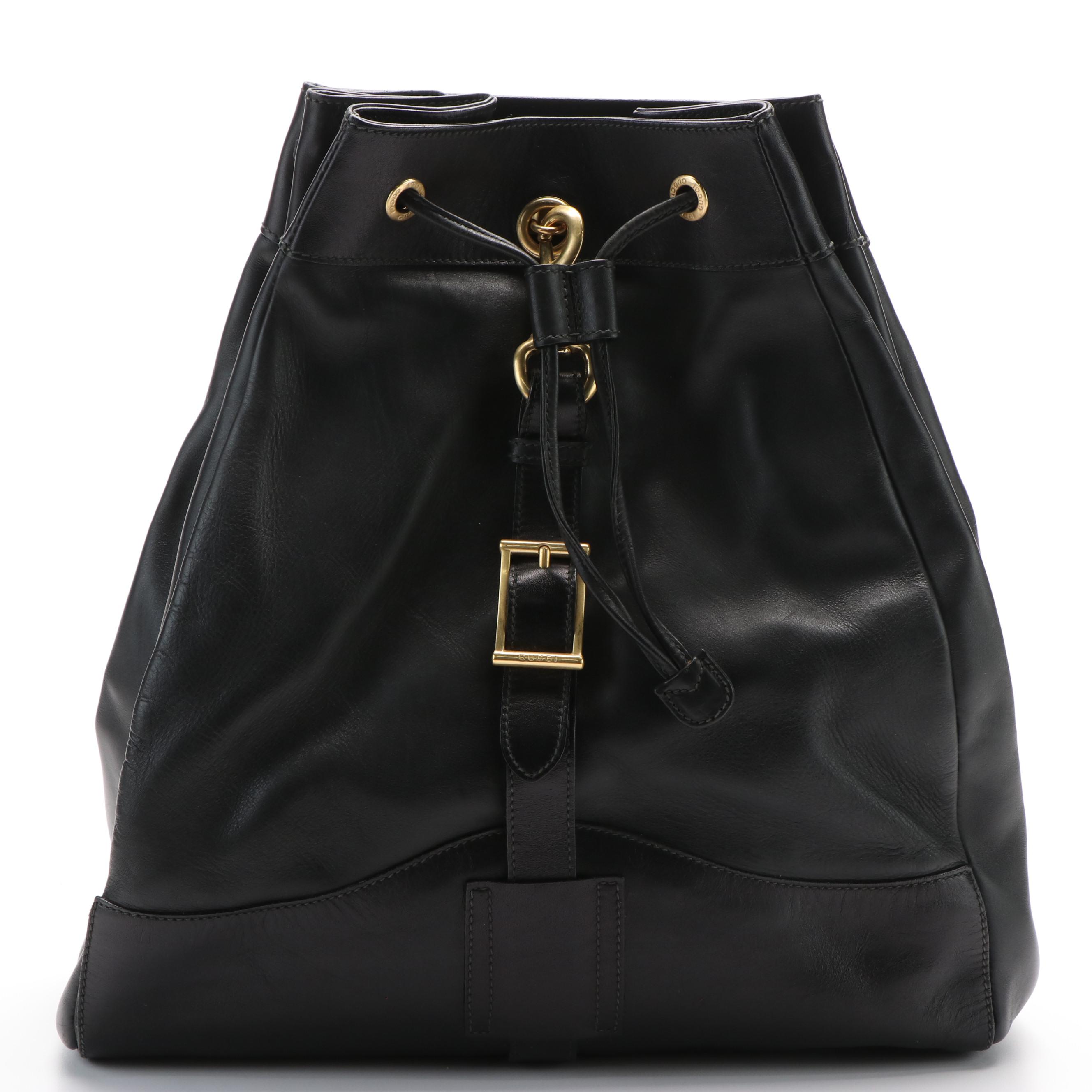 Gucci Black Leather Backpack or Shoulder Sling Back