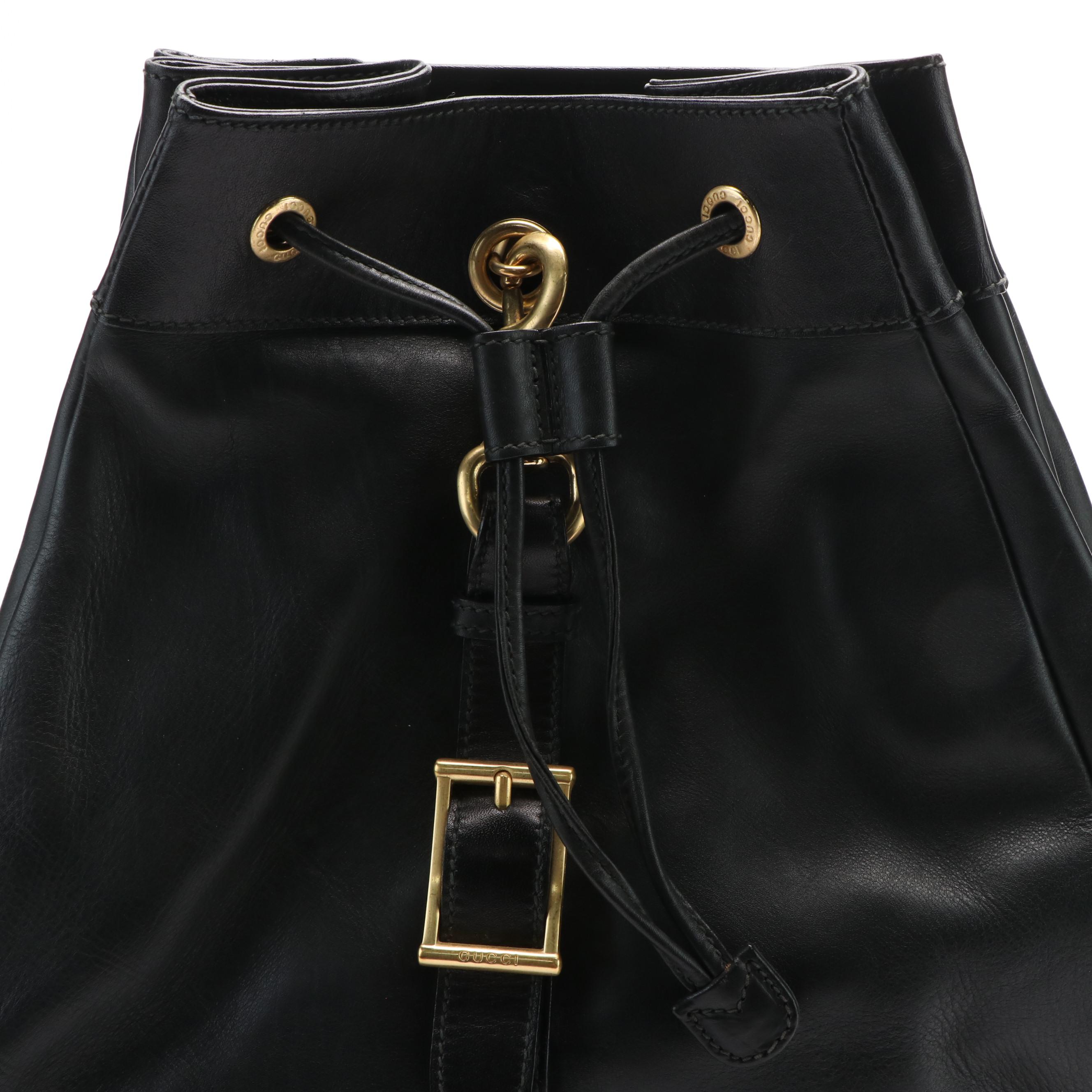 Gucci Black Leather Backpack or Shoulder Sling Back