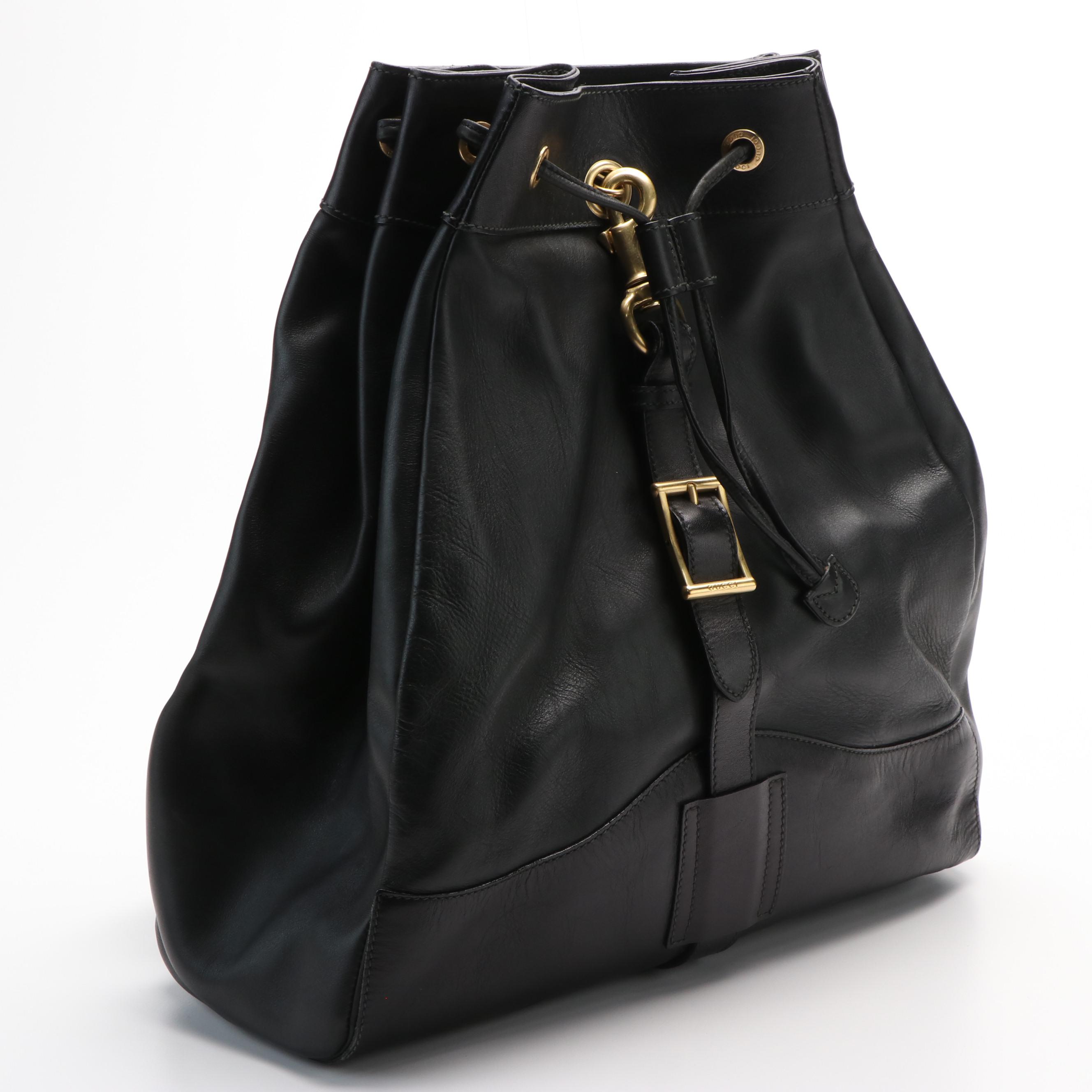 Gucci Black Leather Backpack or Shoulder Sling Back