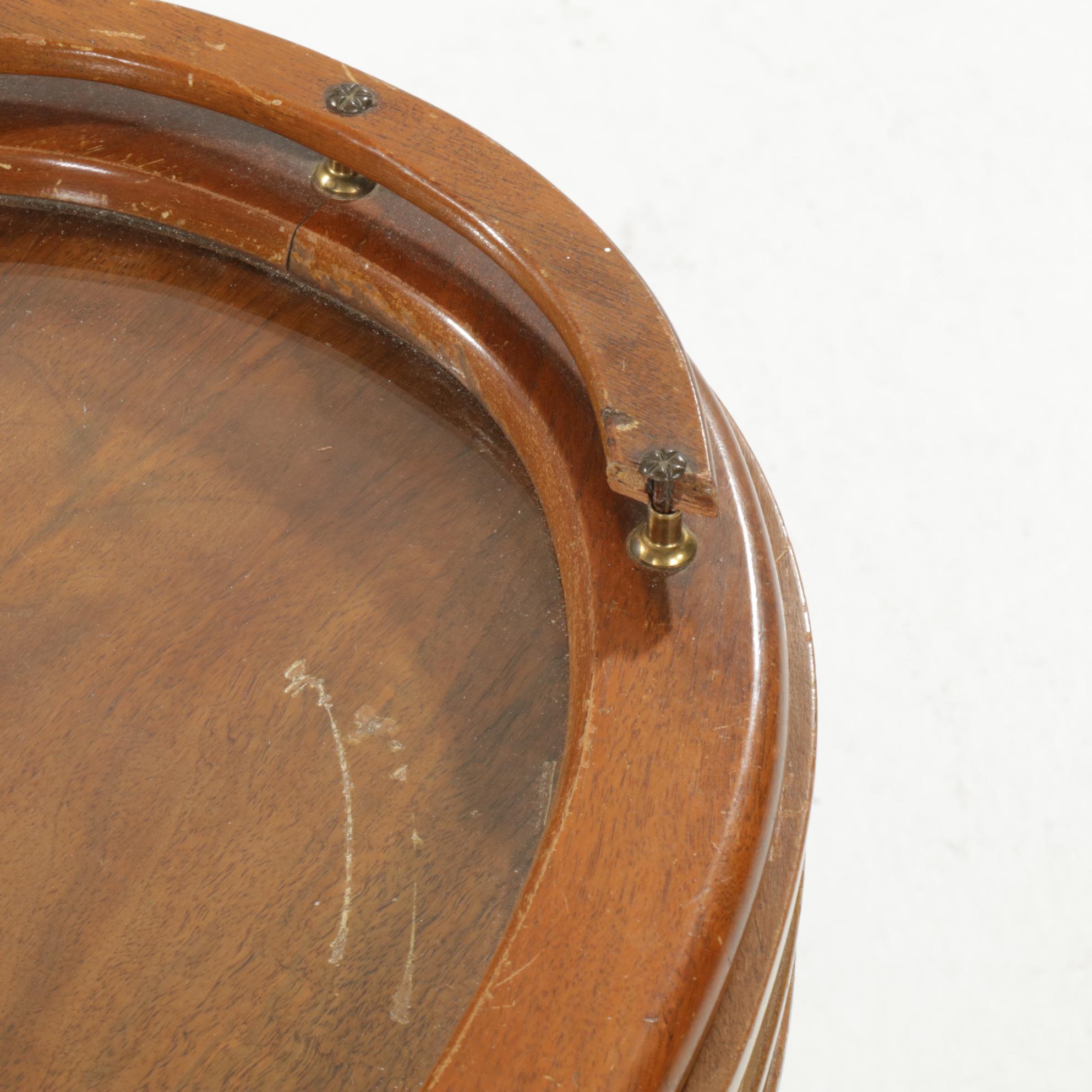 Art Deco Style Wooden Glass Top Tray Table, Mid-20th Century