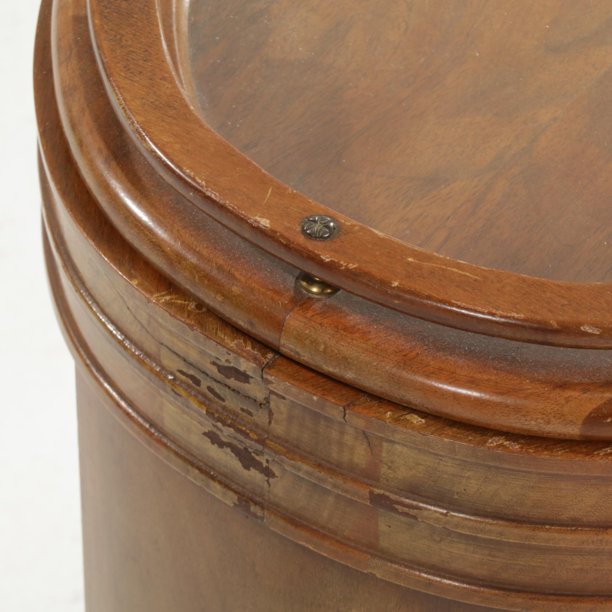 Art Deco Style Wooden Glass Top Tray Table, Mid-20th Century