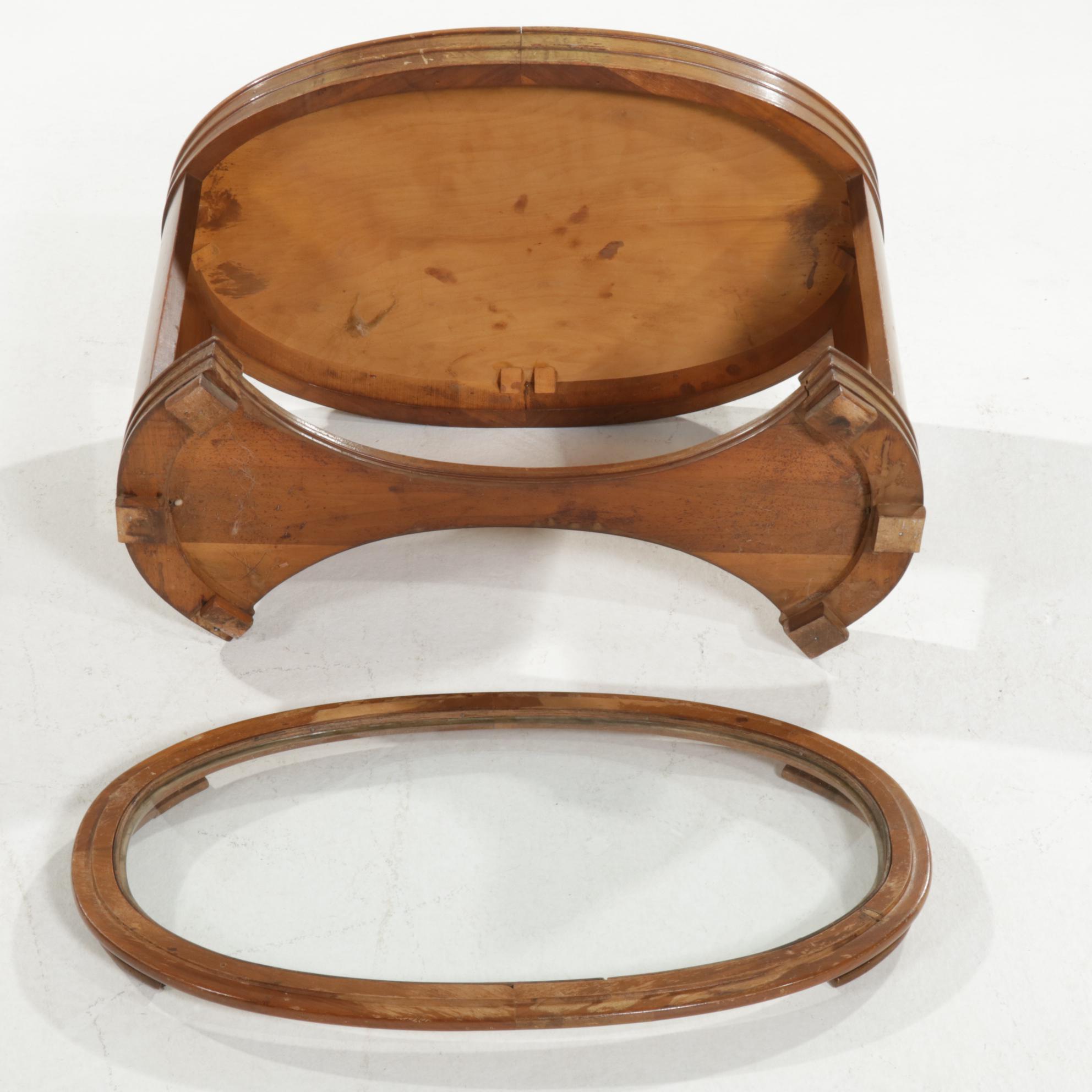 Art Deco Style Wooden Glass Top Tray Table, Mid-20th Century