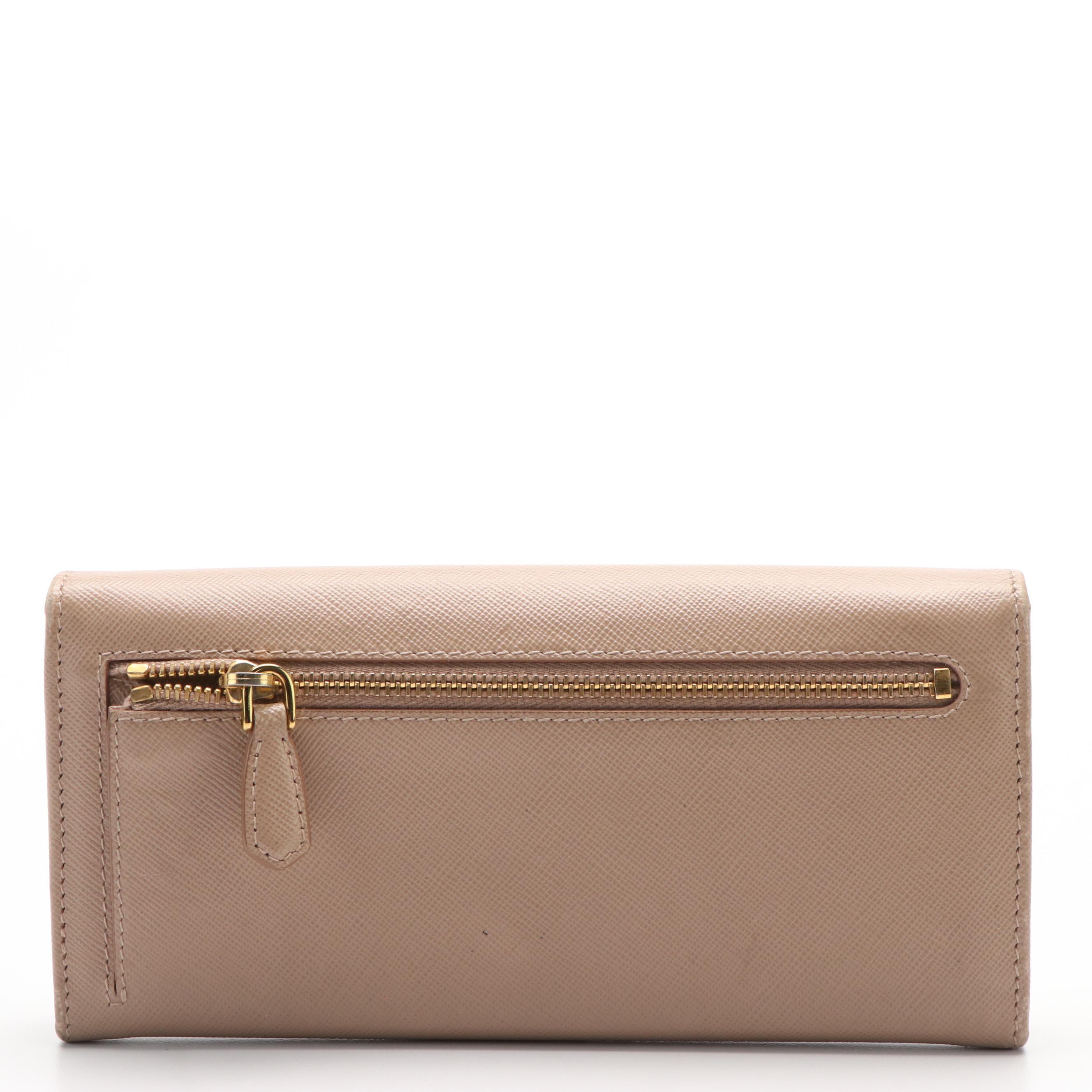 Prada Saffiano Leather Bow Tie Continental Wallet