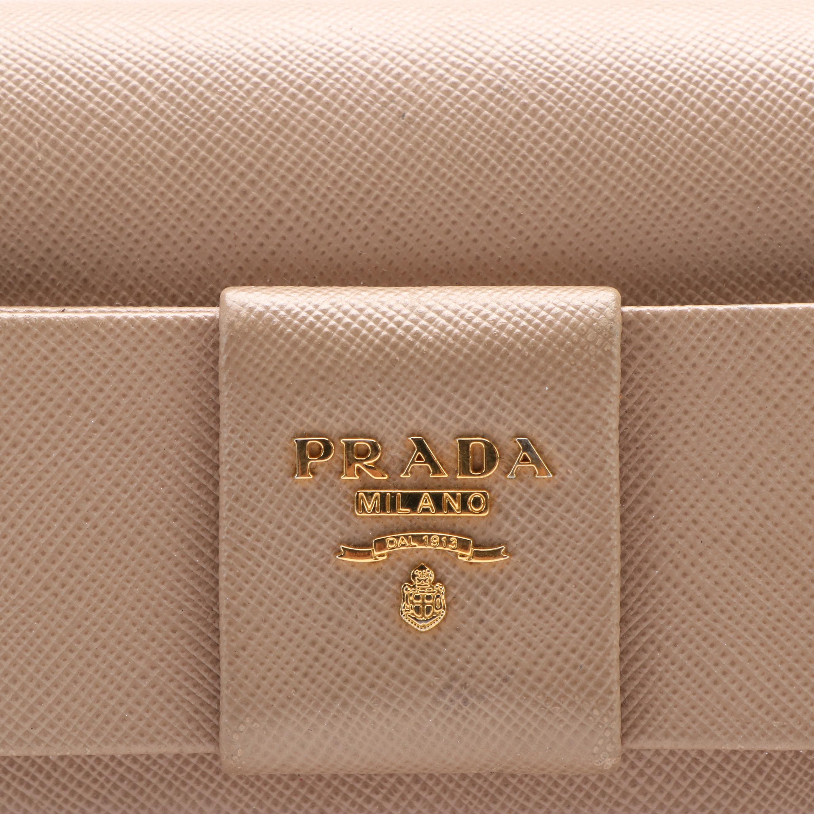 Prada Saffiano Leather Bow Tie Continental Wallet