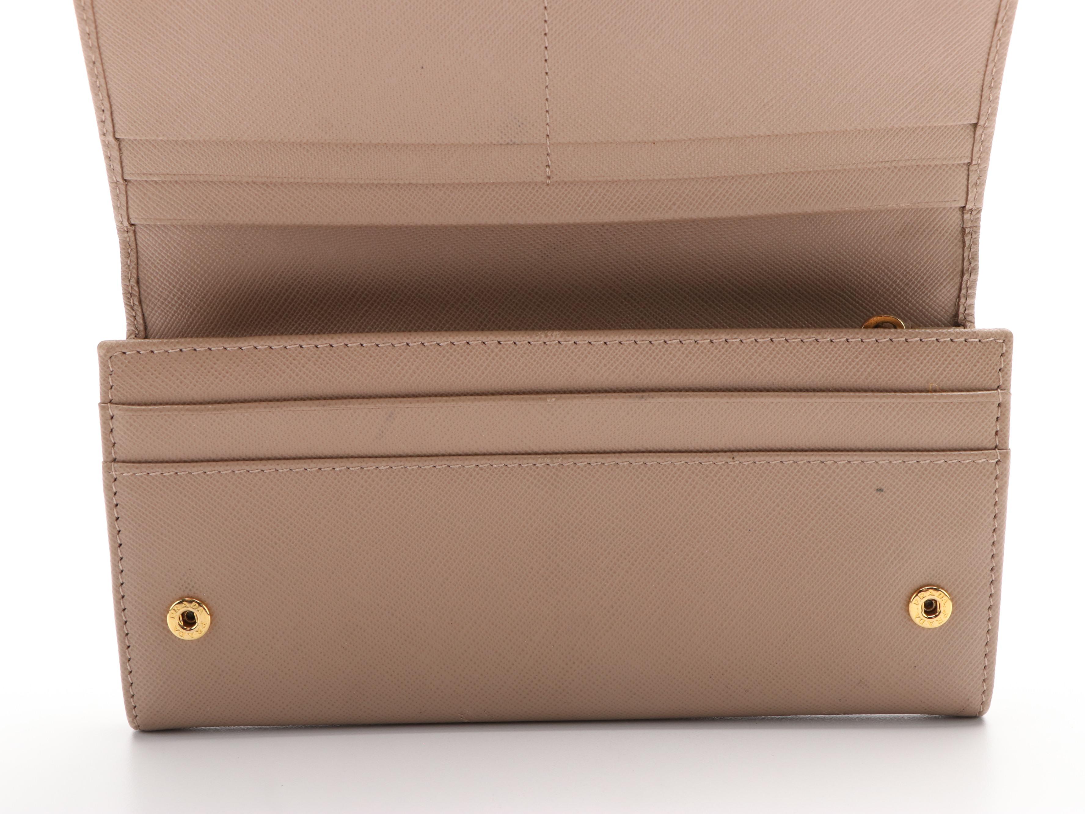 Prada Saffiano Leather Bow Tie Continental Wallet