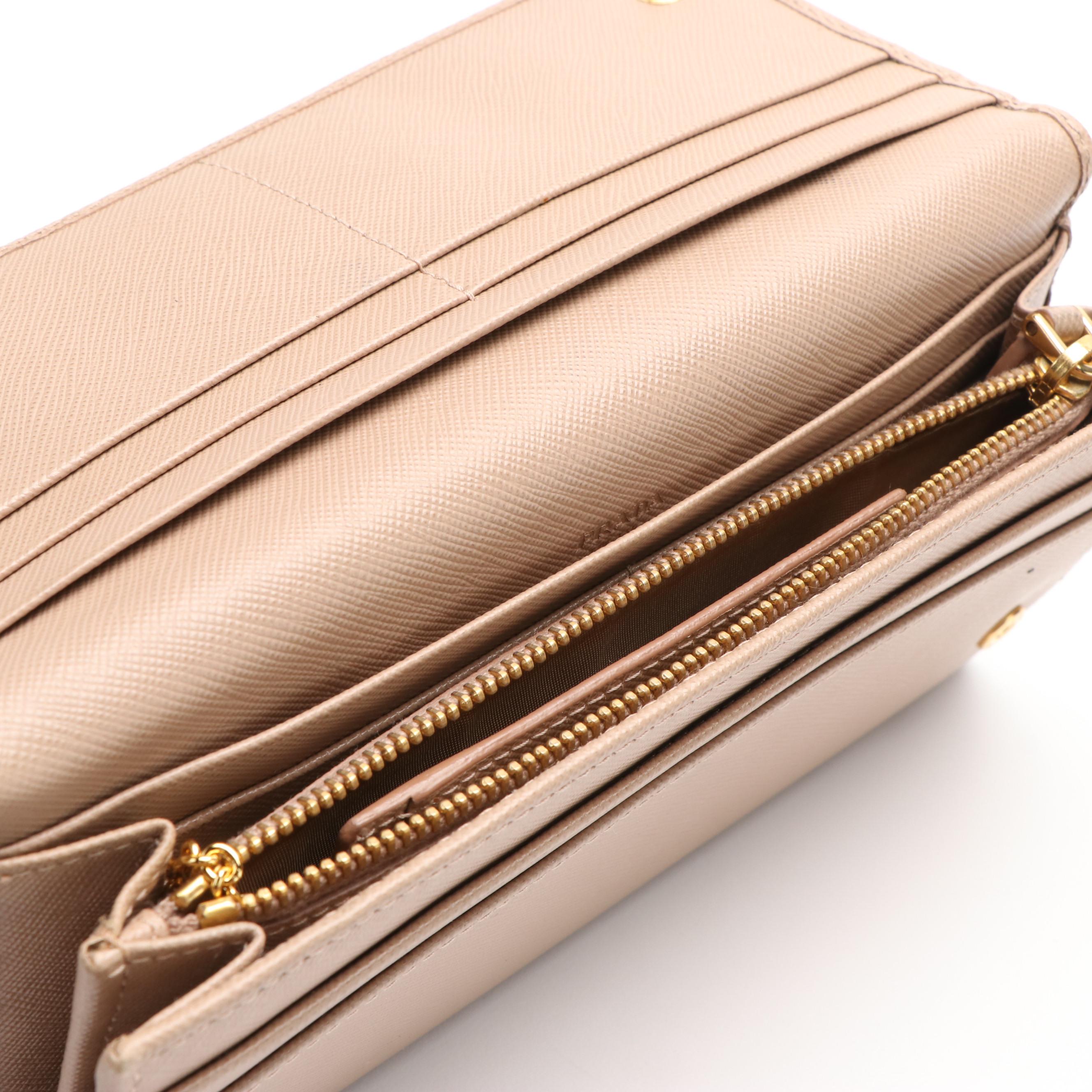 Prada Saffiano Leather Bow Tie Continental Wallet