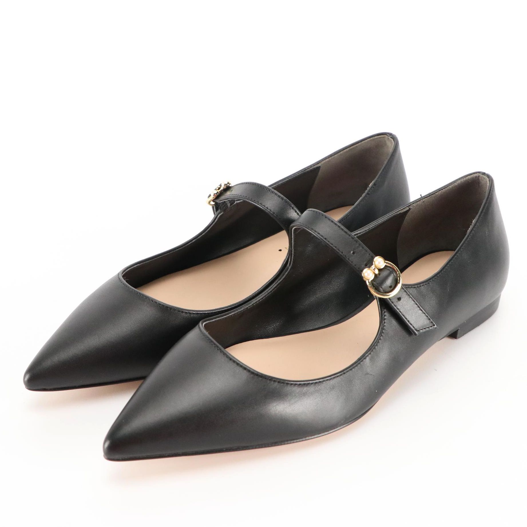 Stuart Weitzman Black Pearlring Mary Jane Flats in Box