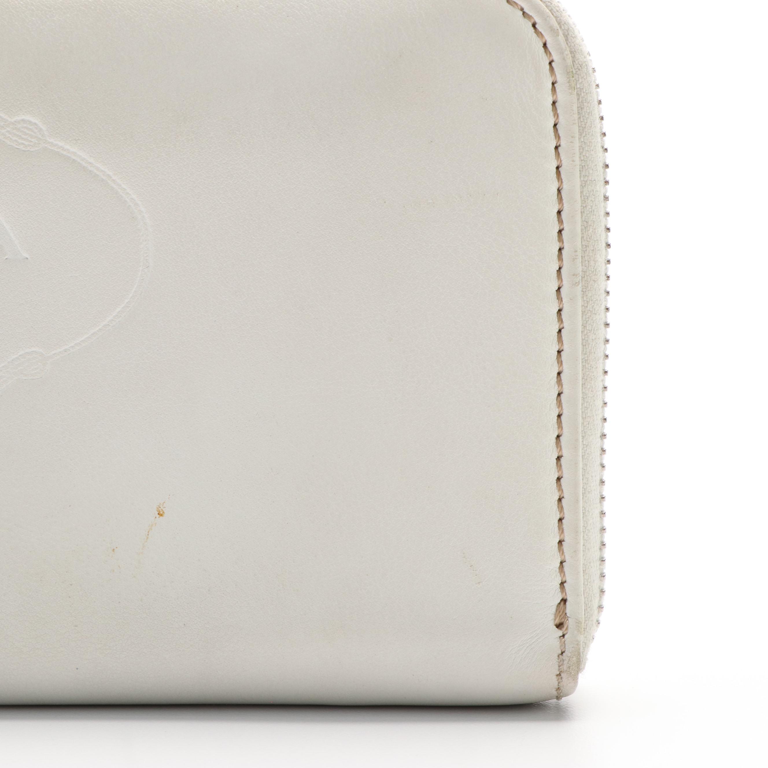Prada White Leather  Zip Around Wallet