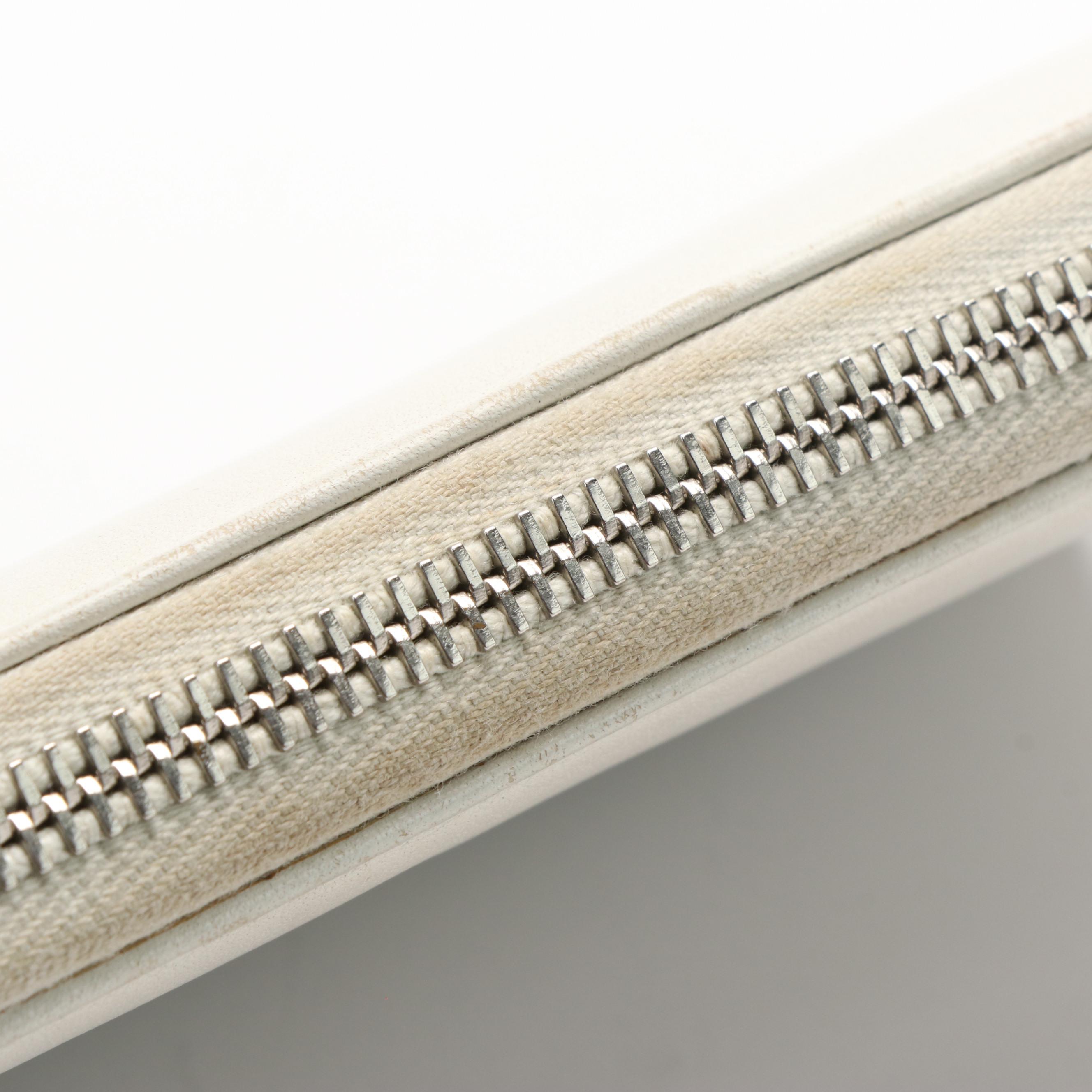 Prada White Leather  Zip Around Wallet