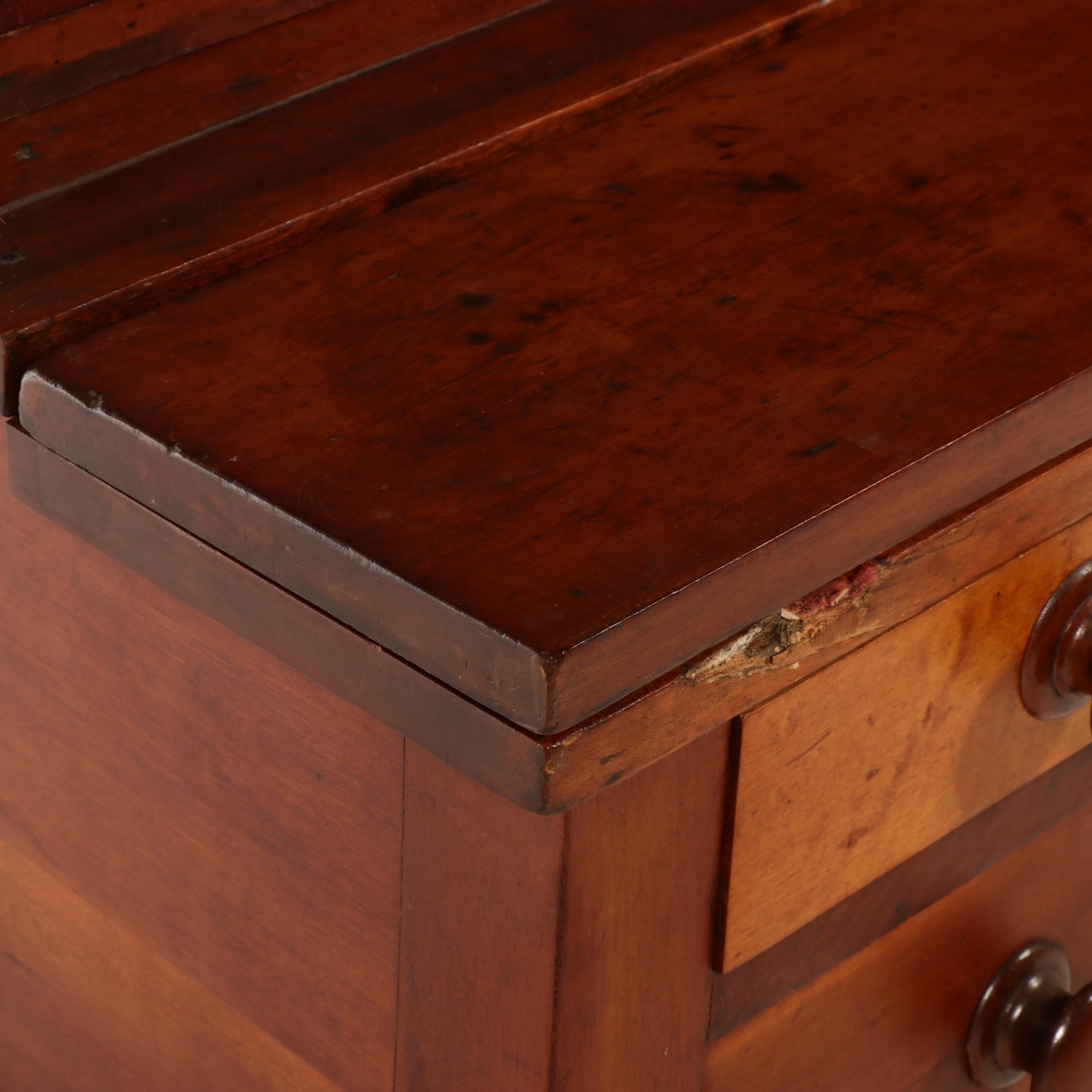 American Primitive Mixed Hardwoods Cherry-Finish Bookcase-on-Table, Mid-19th C
