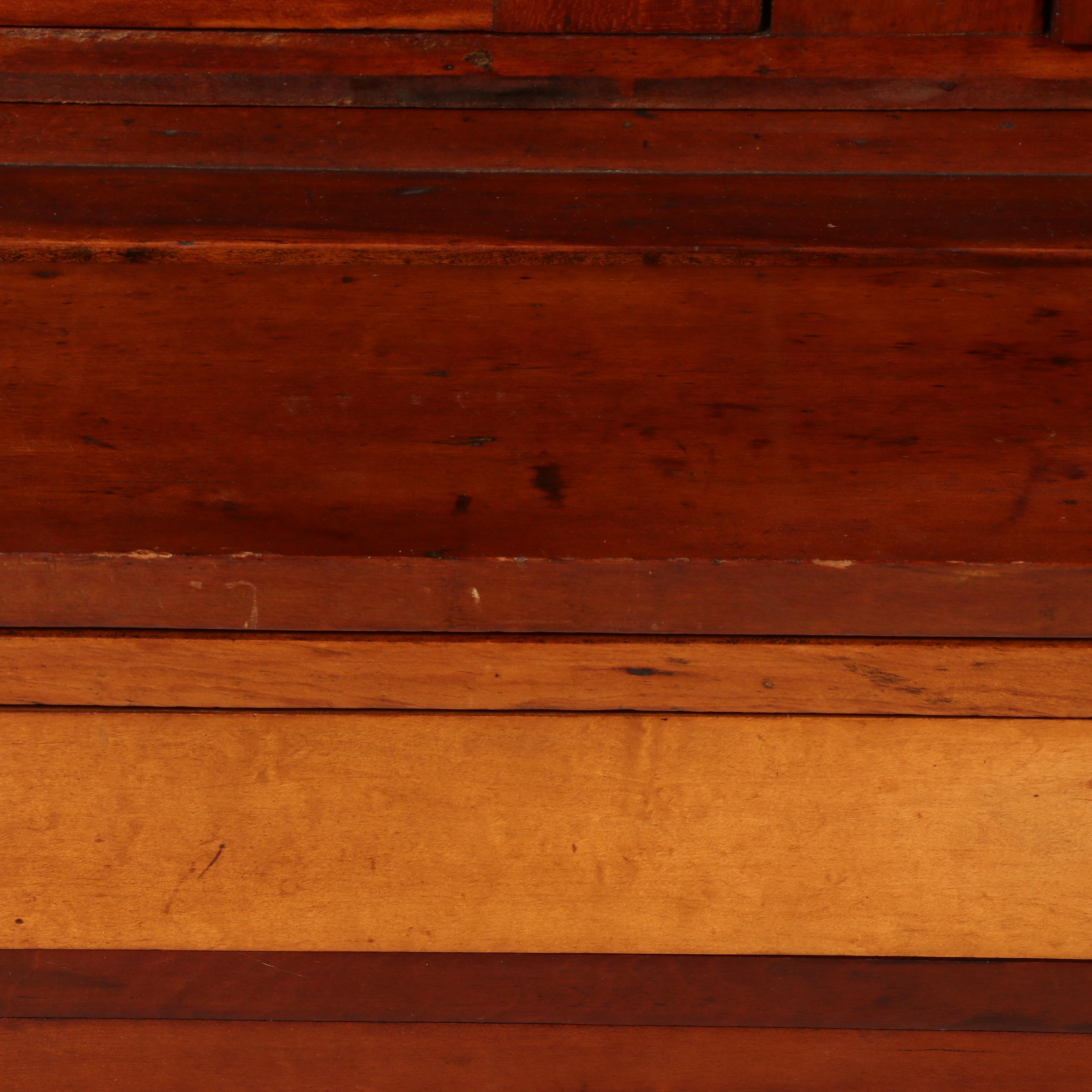 American Primitive Mixed Hardwoods Cherry-Finish Bookcase-on-Table, Mid-19th C