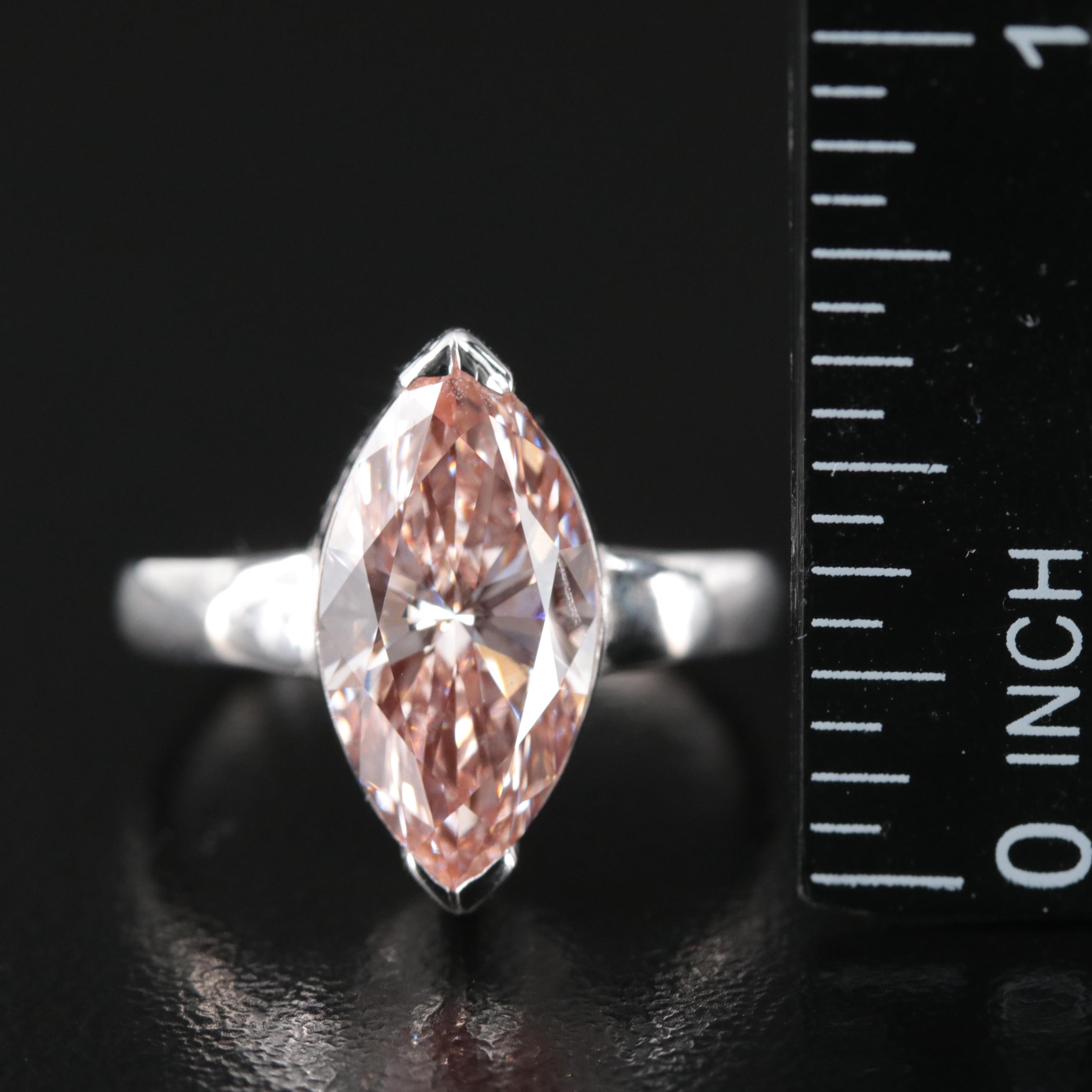18K 3.59 CT Fancy Pink Diamond Solitaire Ring