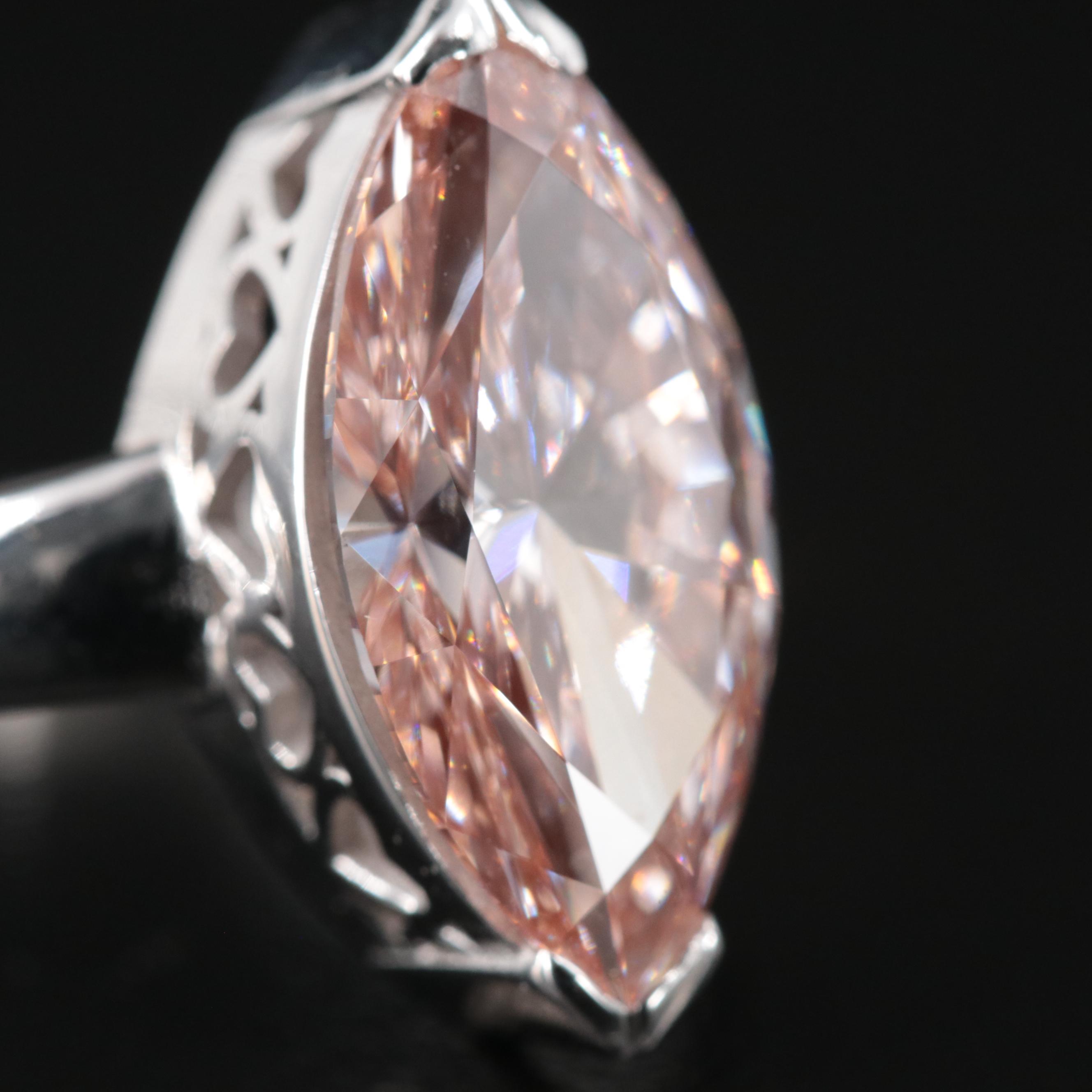 18K 3.59 CT Fancy Pink Diamond Solitaire Ring