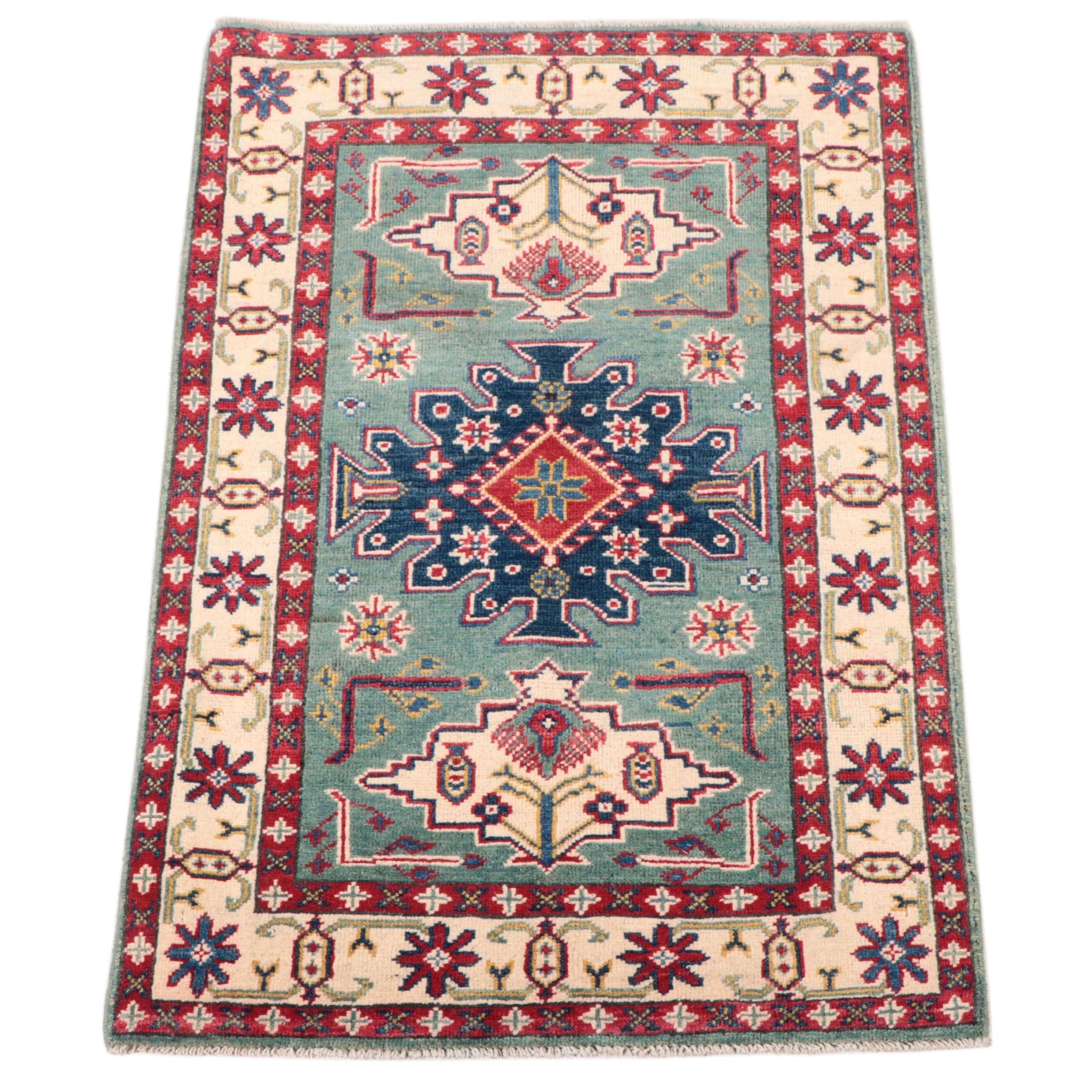 2'8 x 4'5 Hand-Knotted Afghan Kazak Accent Rug