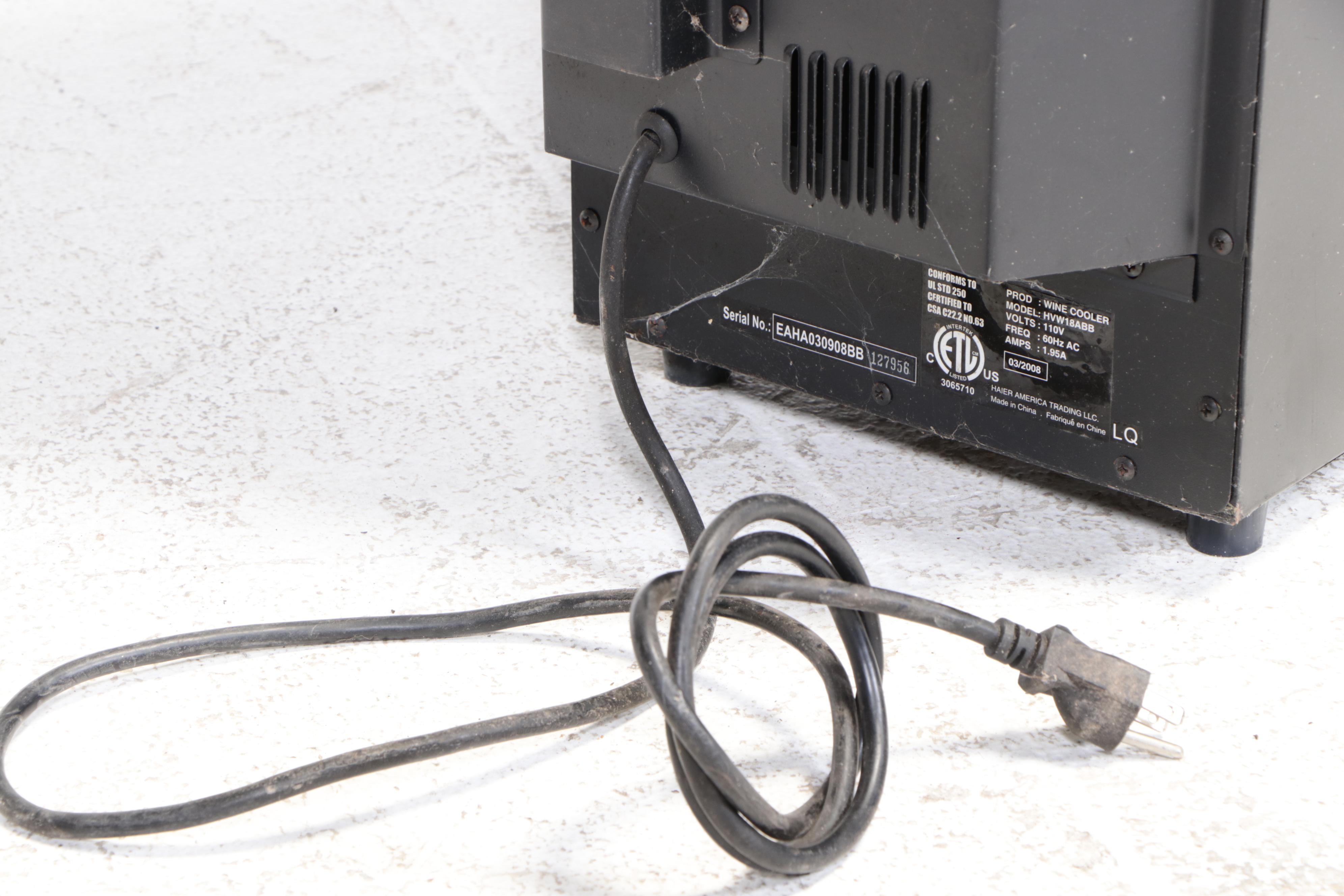 Haier 18-Bottle Capacity Black Wine Cooler