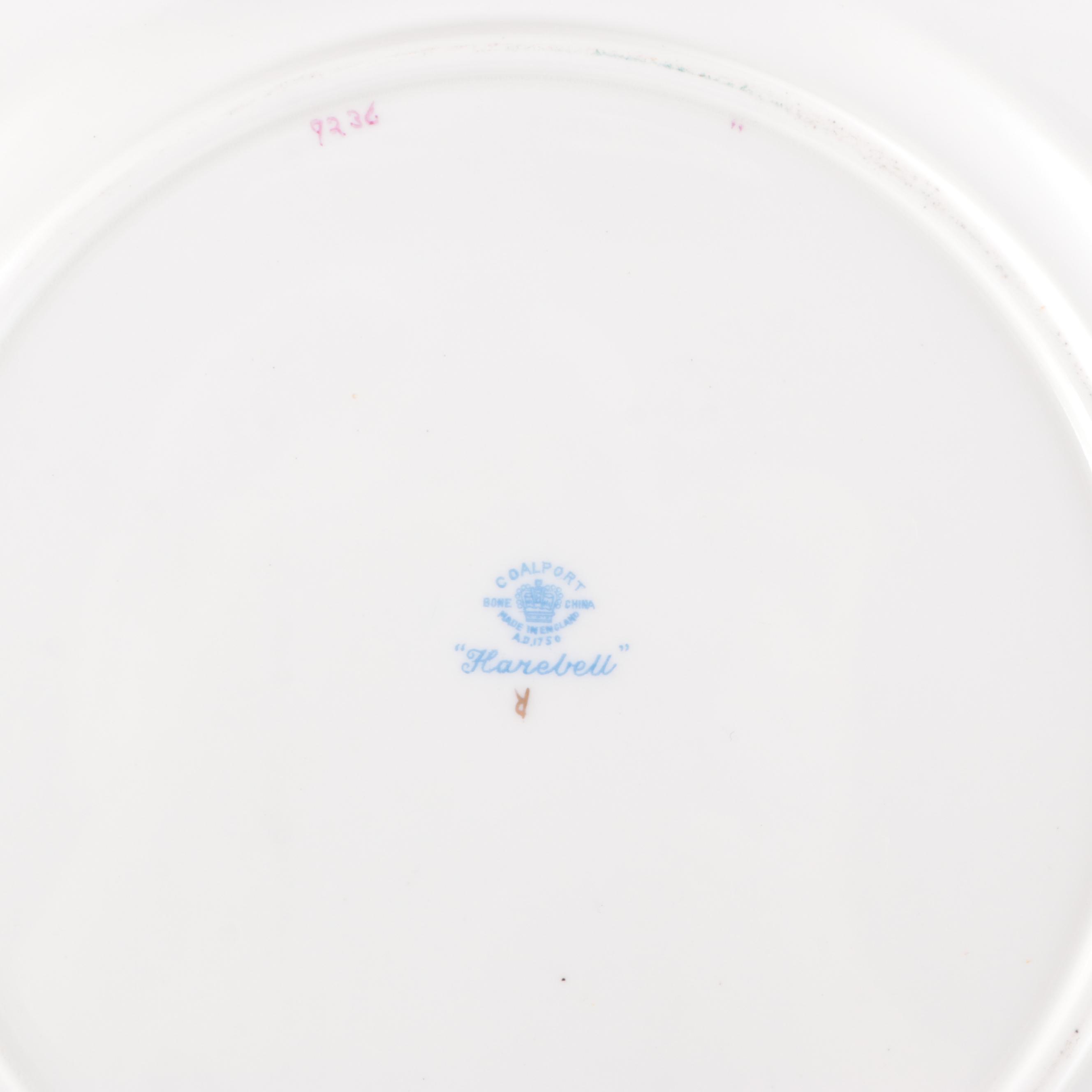 Coalport "Harebell Turquoise" China Dinnerware, Mid to Late 20th Century