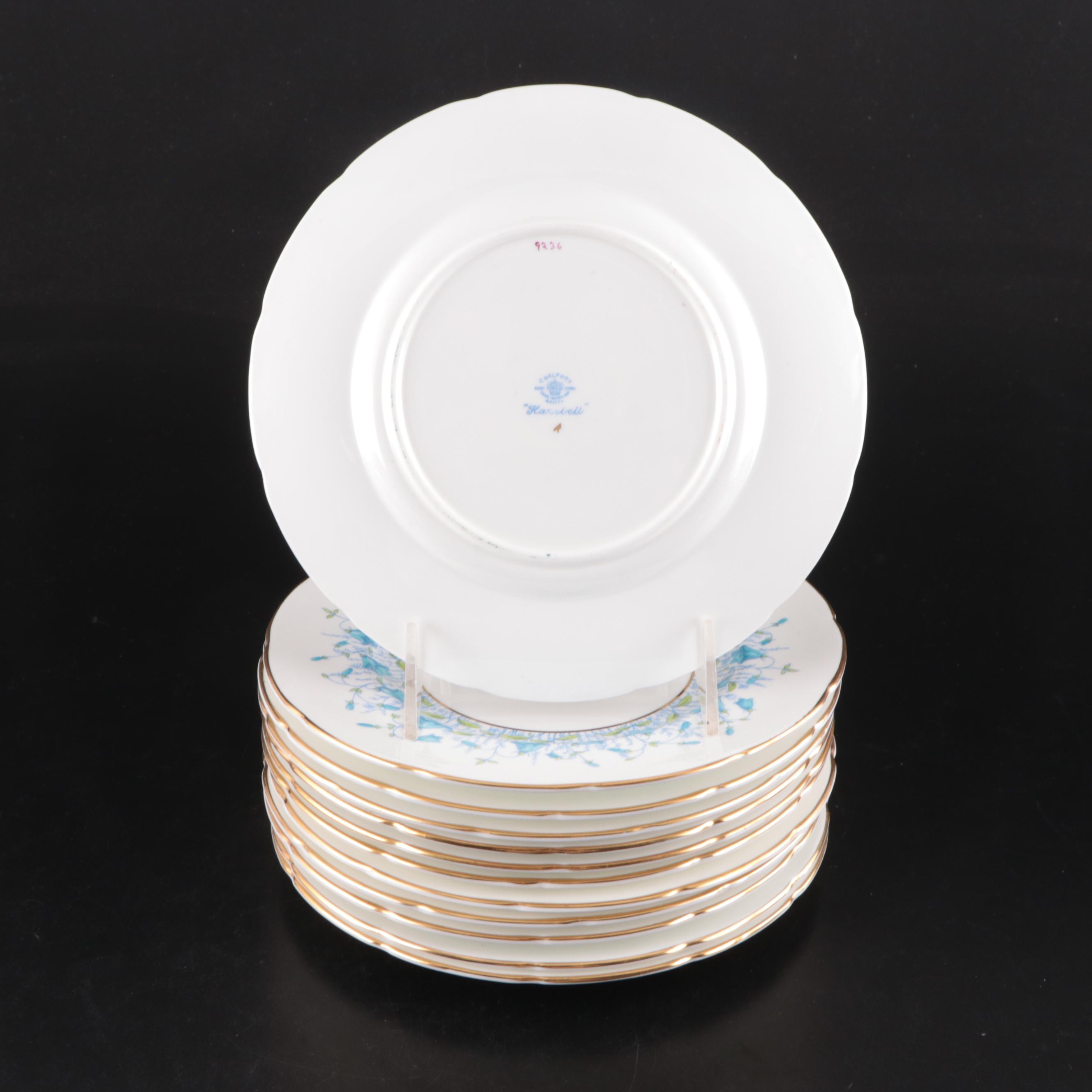 Coalport "Harebell Turquoise" China Dinnerware, Mid to Late 20th Century