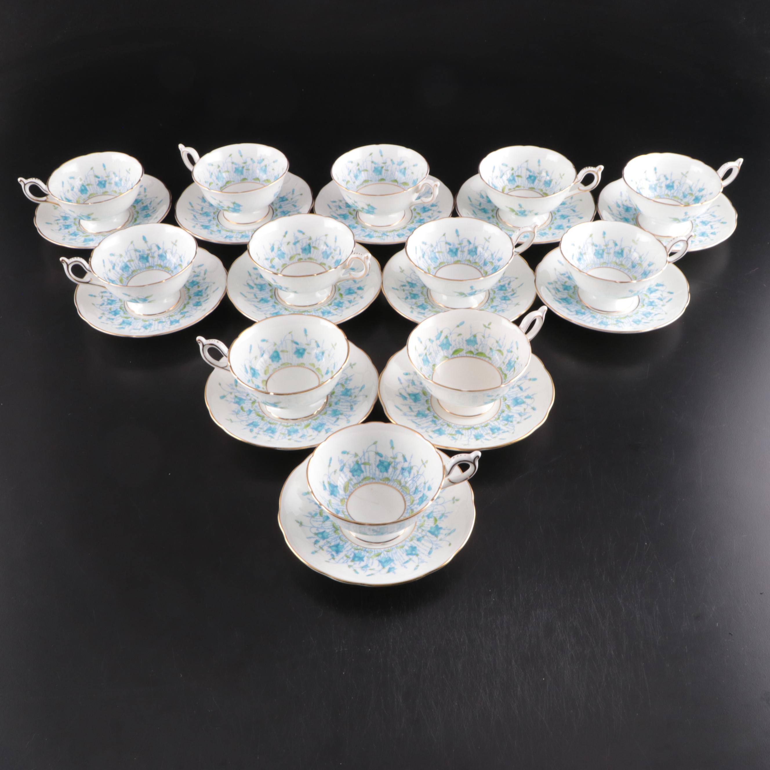 Coalport "Harebell Turquoise" China Dinnerware, Mid to Late 20th Century