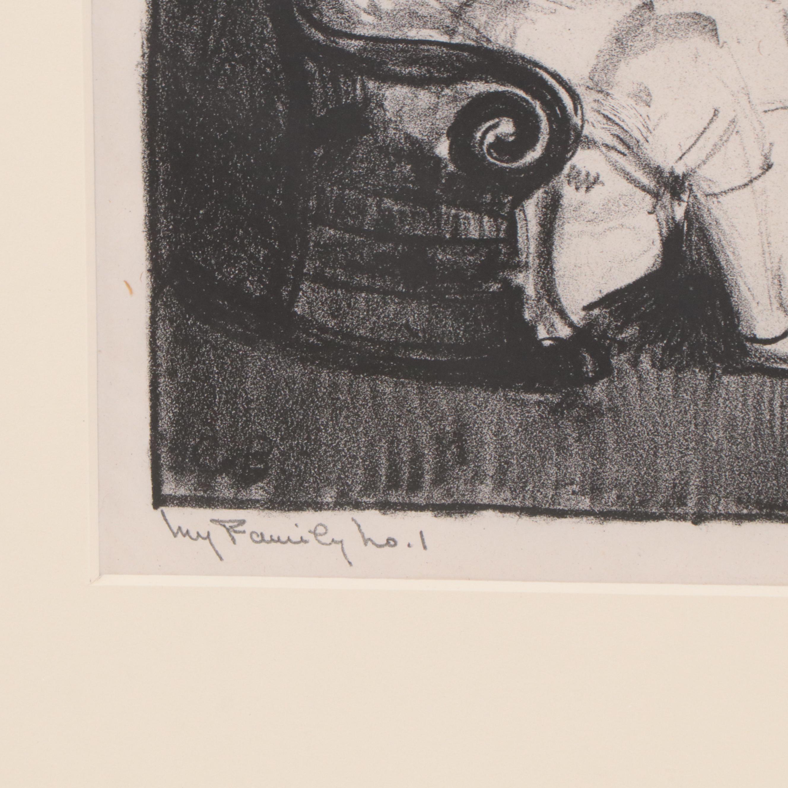 George Bellows Portrait Lithograph "My Family, No. 1"