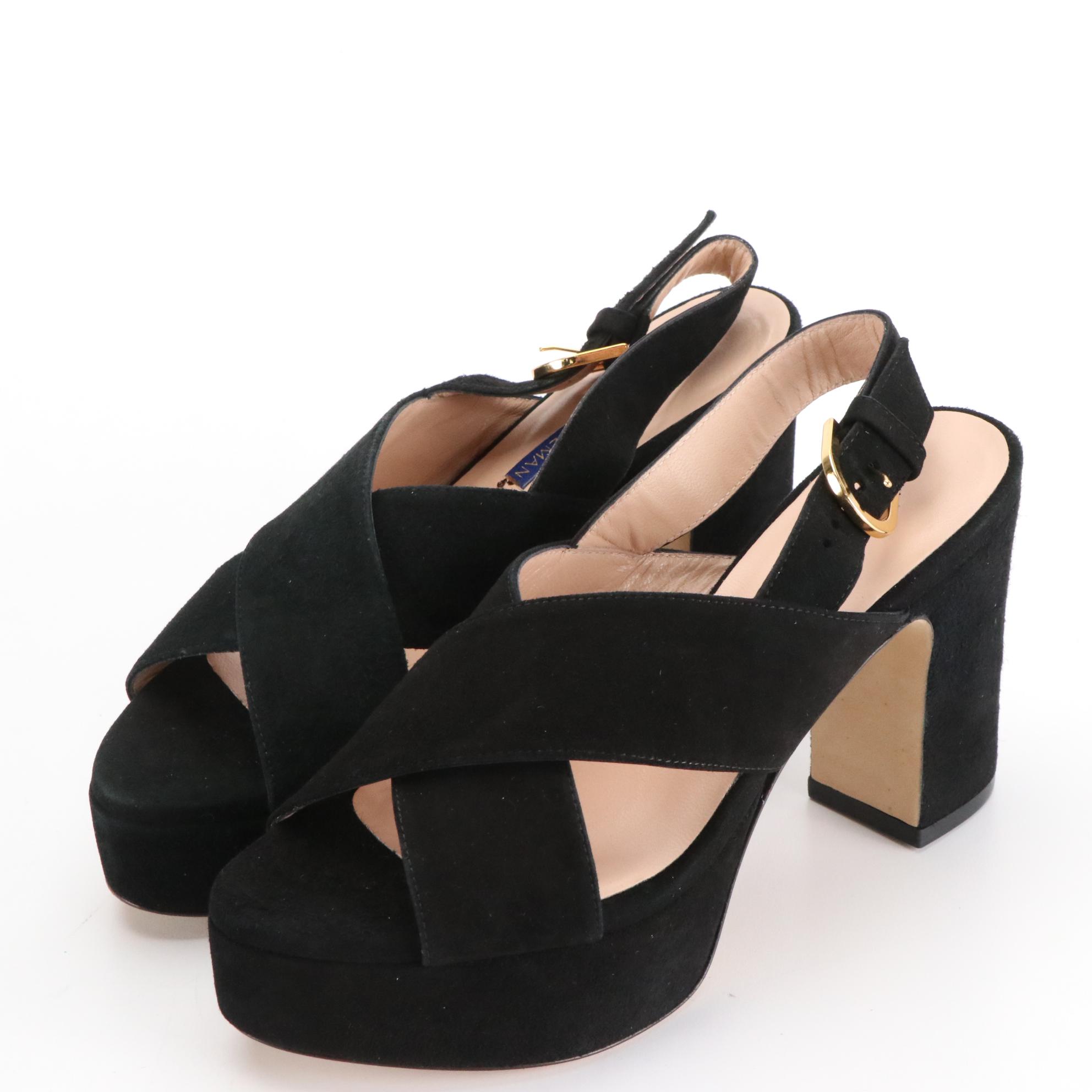 Stuart Weitzman Slide and Platform Sandals in Suede with Boxes