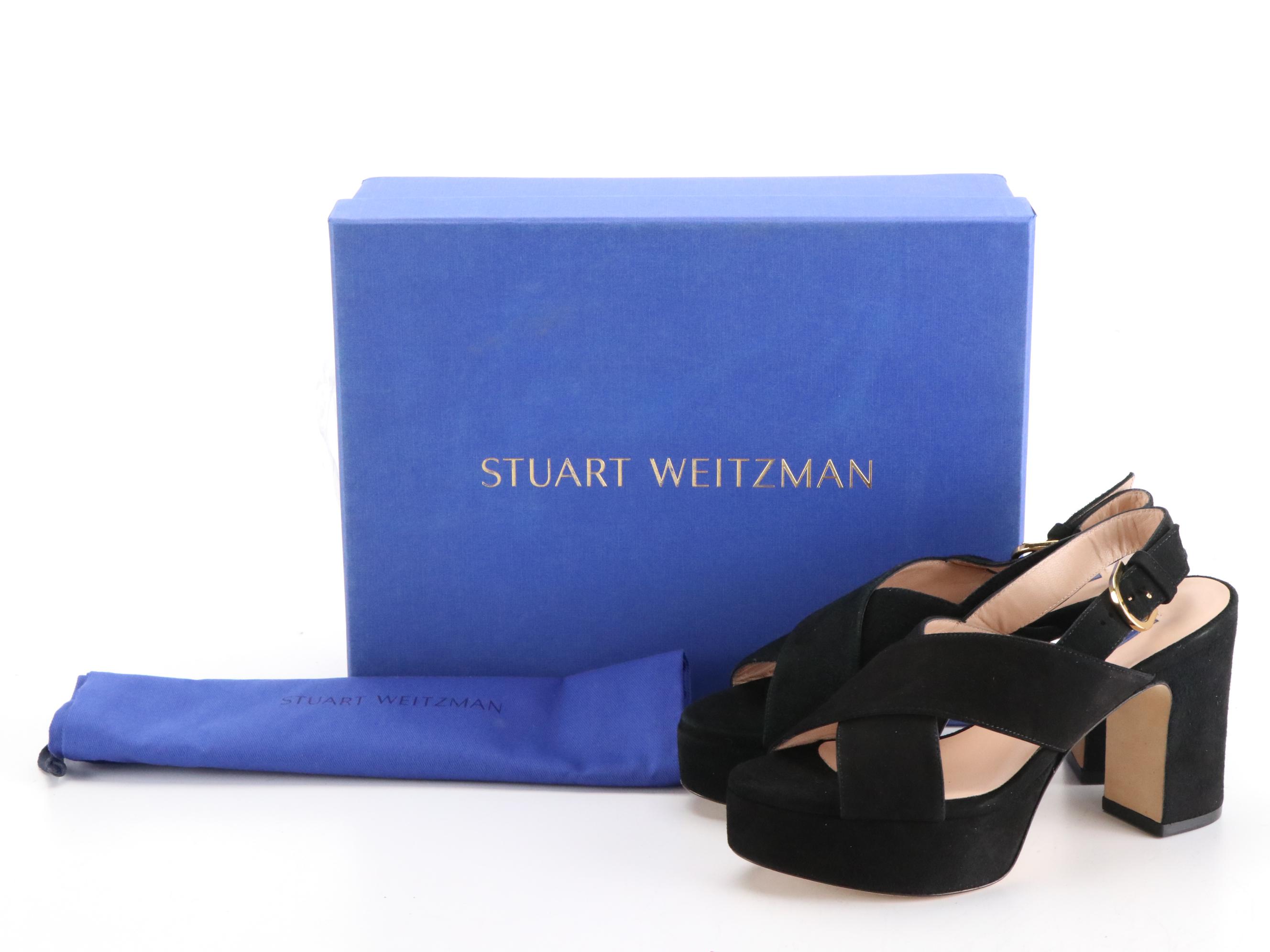 Stuart Weitzman Slide and Platform Sandals in Suede with Boxes