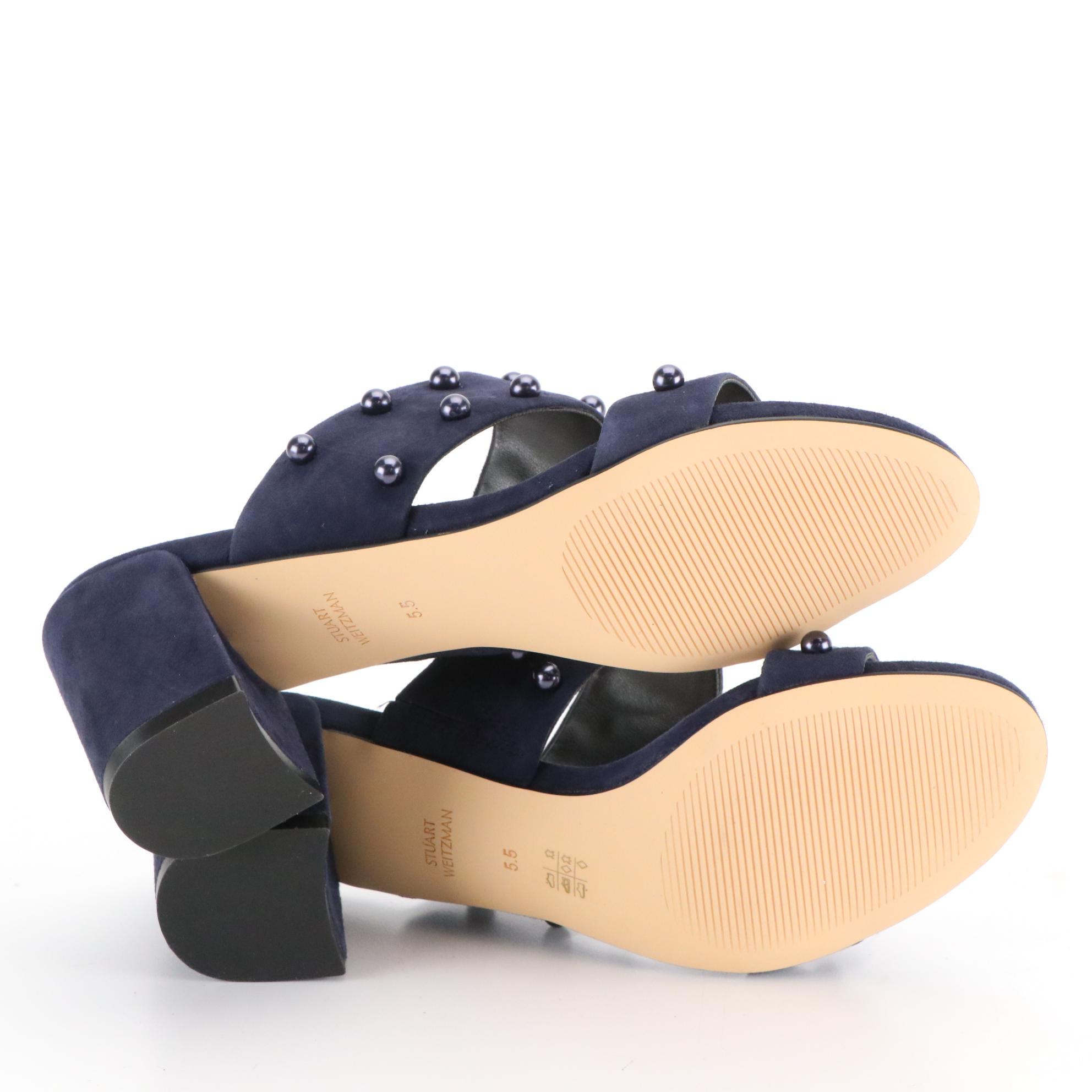 Stuart Weitzman Slide and Platform Sandals in Suede with Boxes