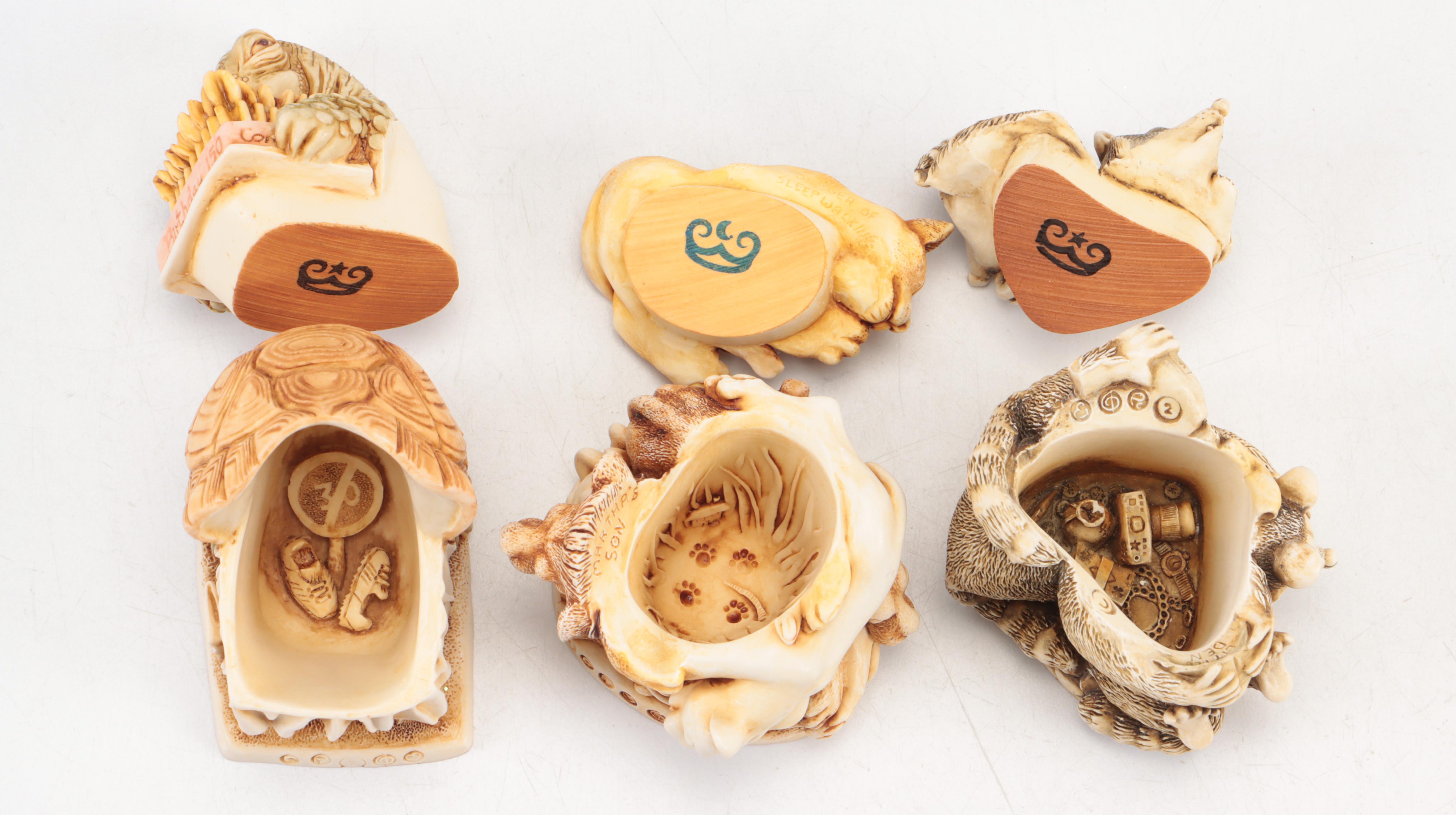 English Harmony Kingdom Figural Keepsake Boxes, Vintage