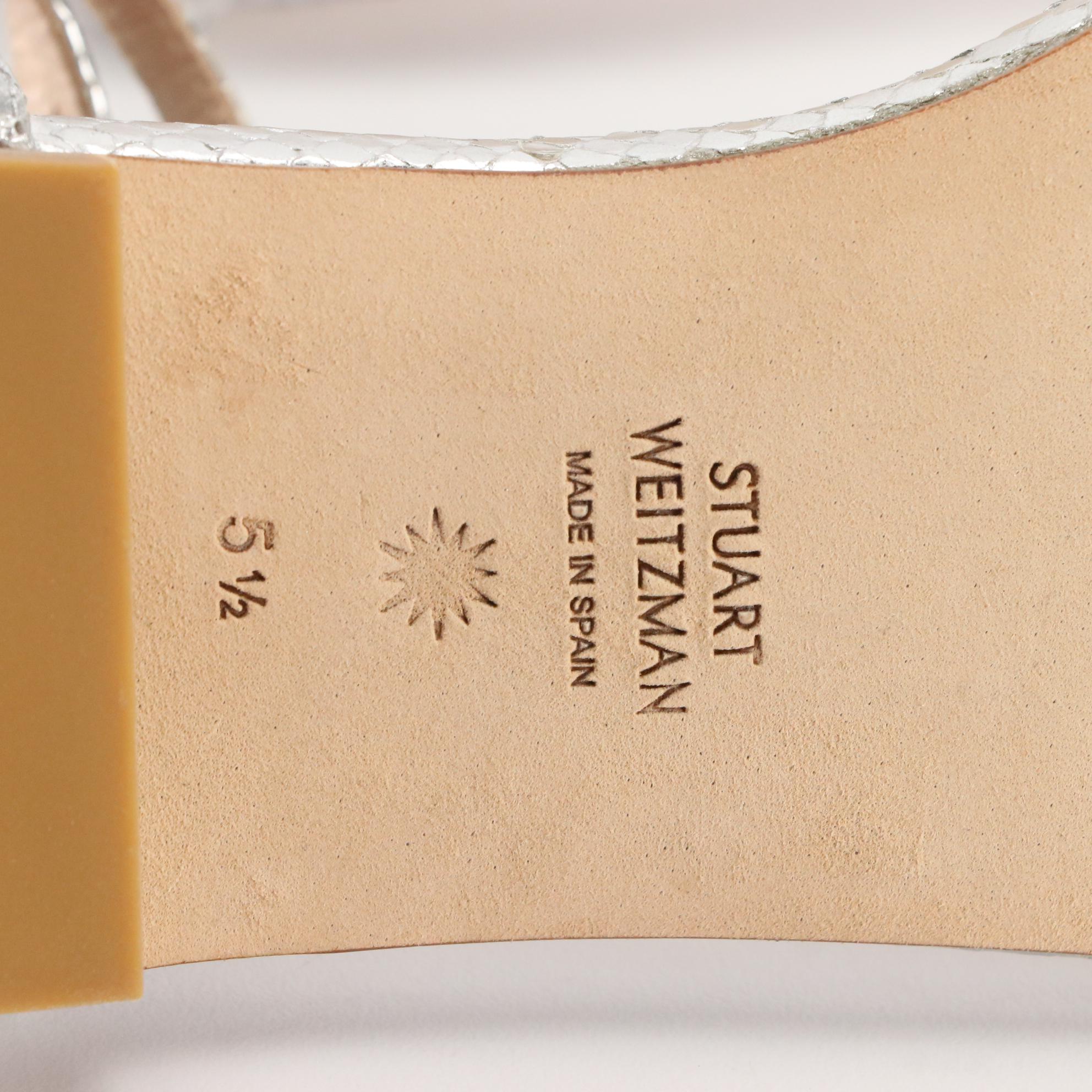 Stuart Weitzman Flat Sandals in Silver, Teal, & Orange Leather, New in Box